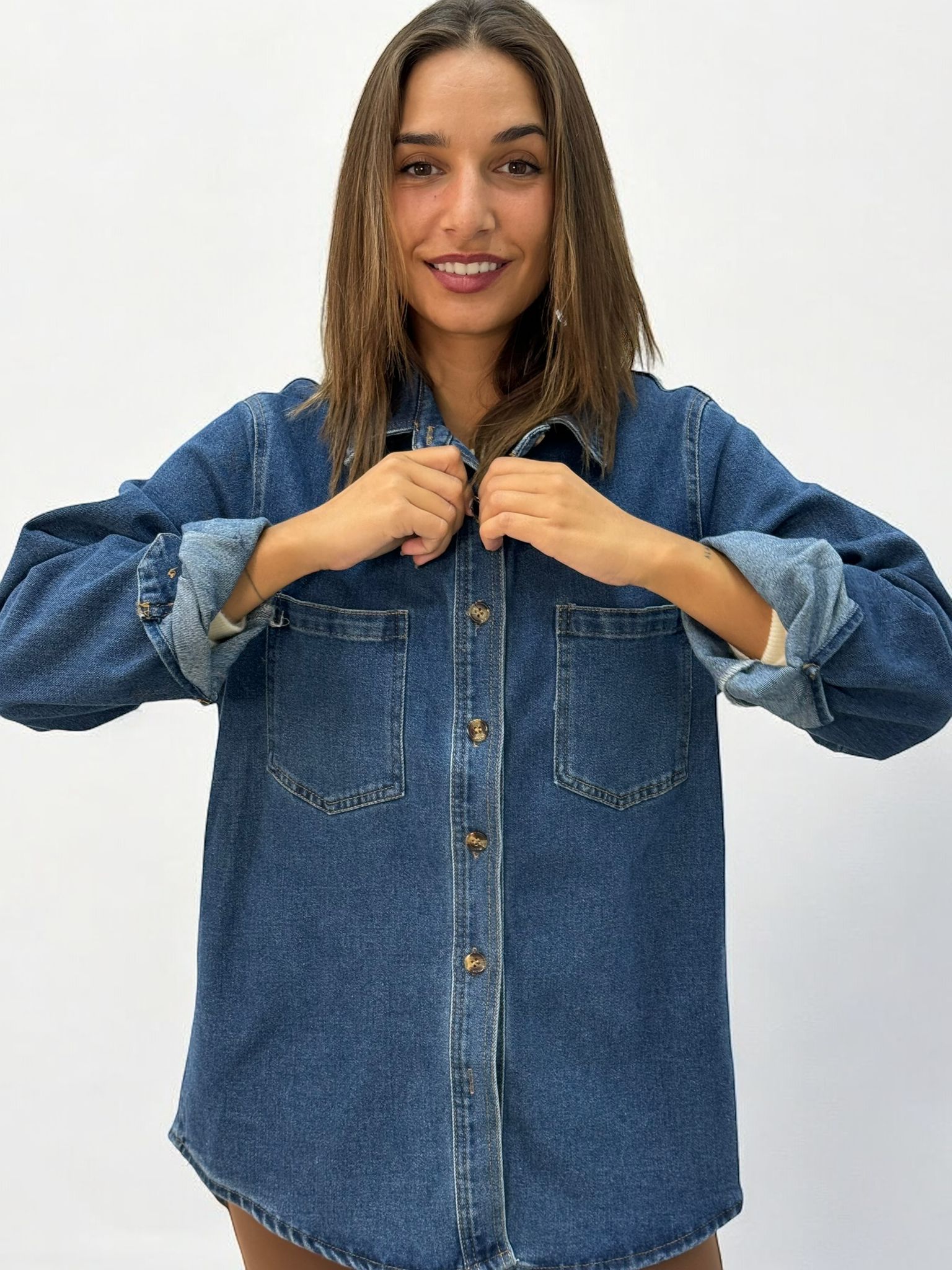 CAZADORA  DENIM OVERSIZE BOLSILLOS