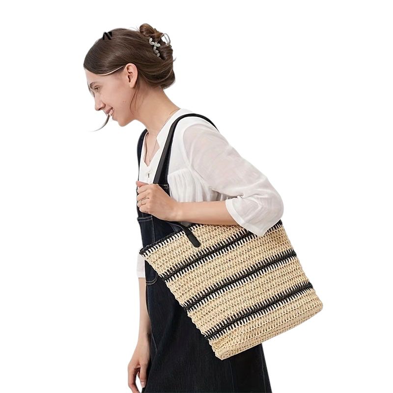 BOLSO ESPARTO RAYAS HORIZONTAL 