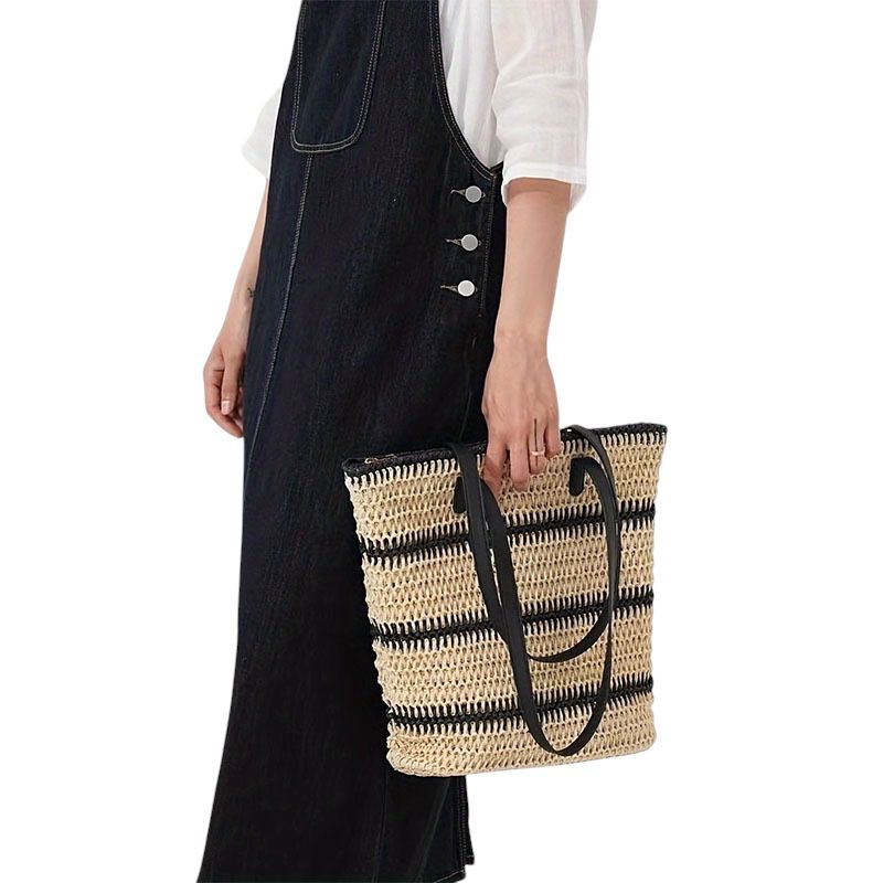 BOLSO ESPARTO RAYAS HORIZONTAL 