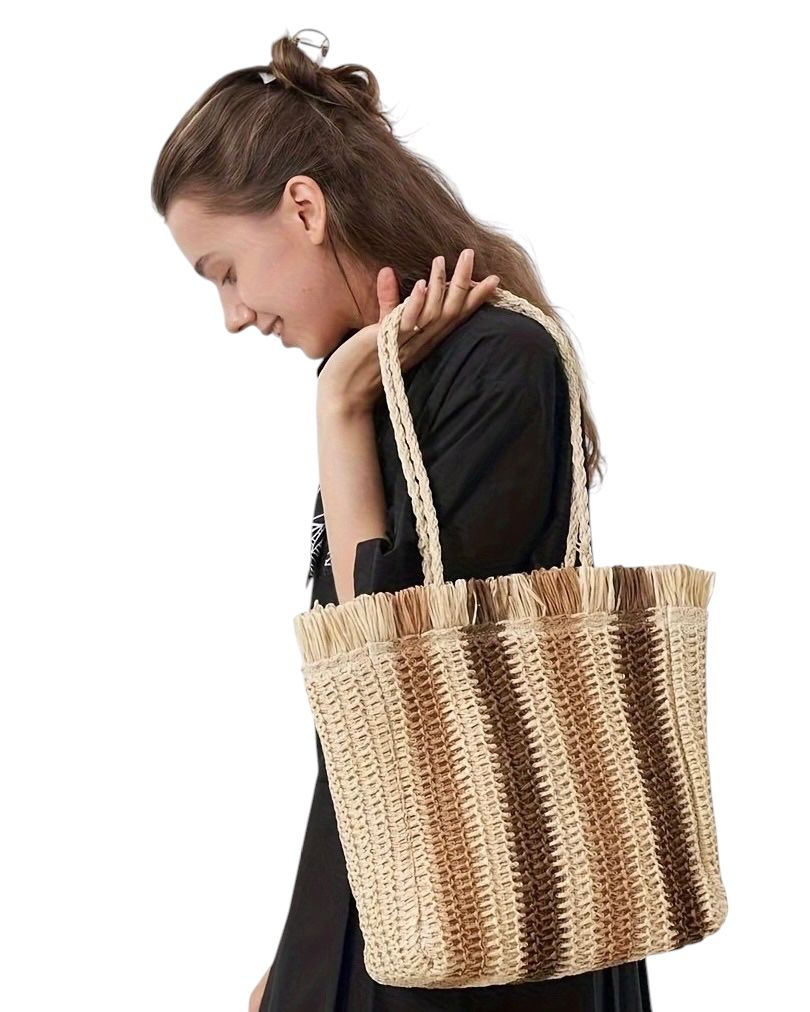 BOLSO ESPARTO RAYAS DE COLORES 