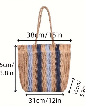 BOLSO ESPARTO RAYAS DE COLORES 