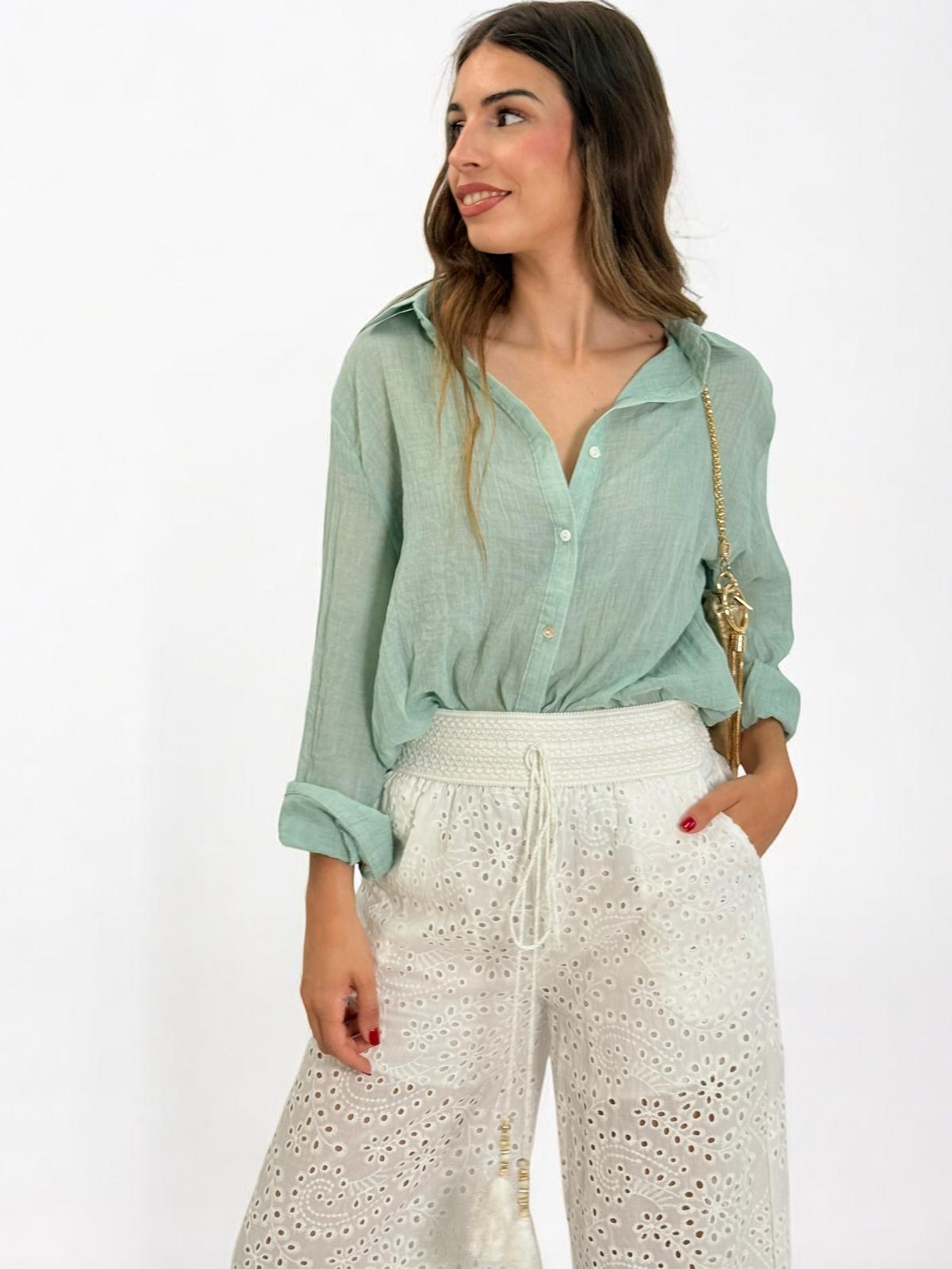 Camisa Fina Verde Agua
