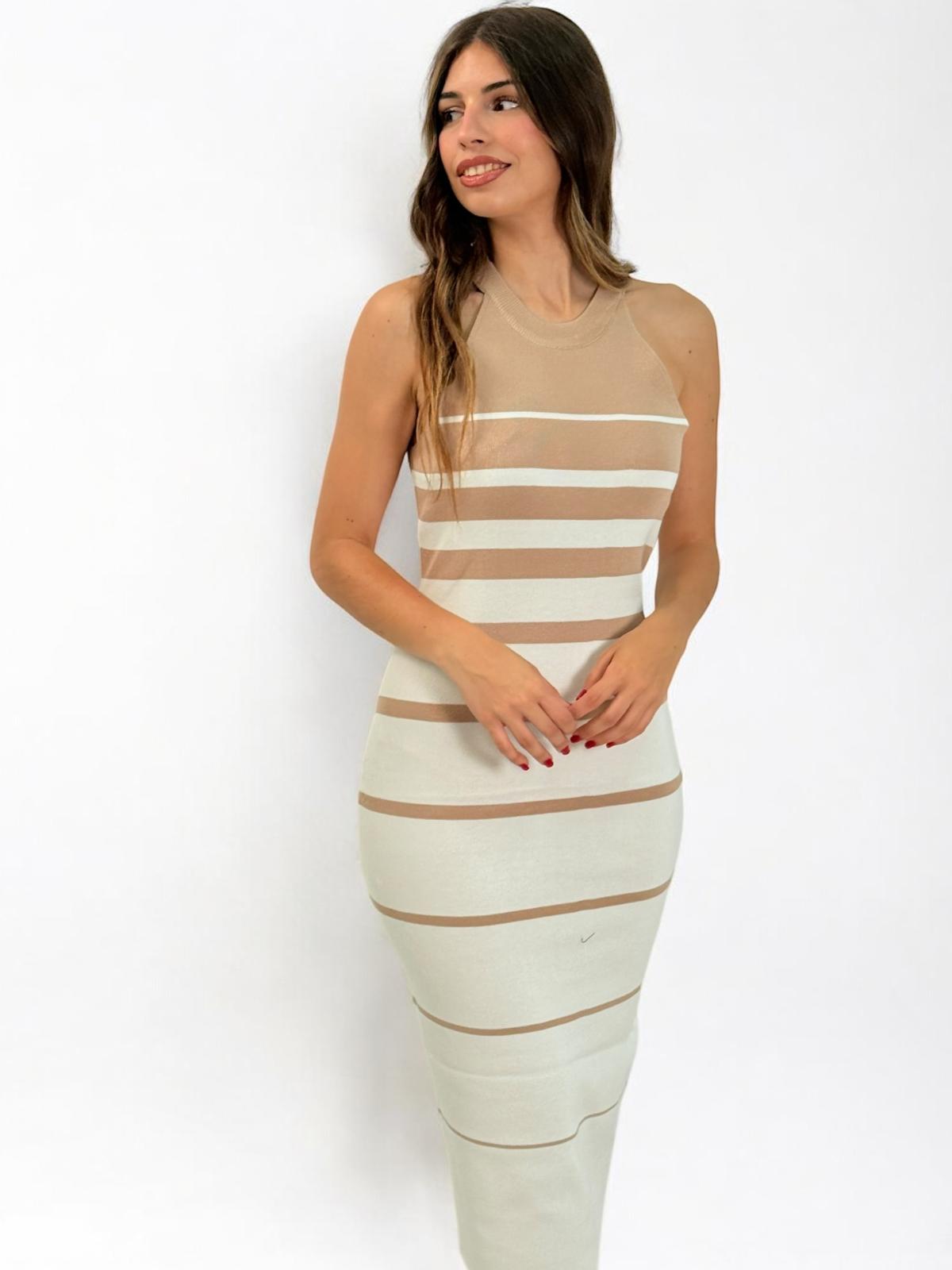 Vestido Halter Rayas Negro y Blanco