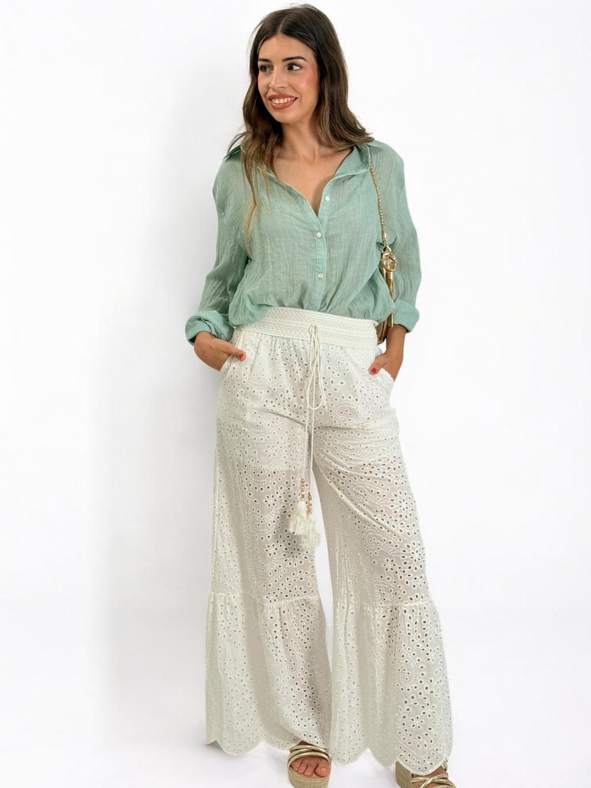 PANTALON PERFORADO BLANCO