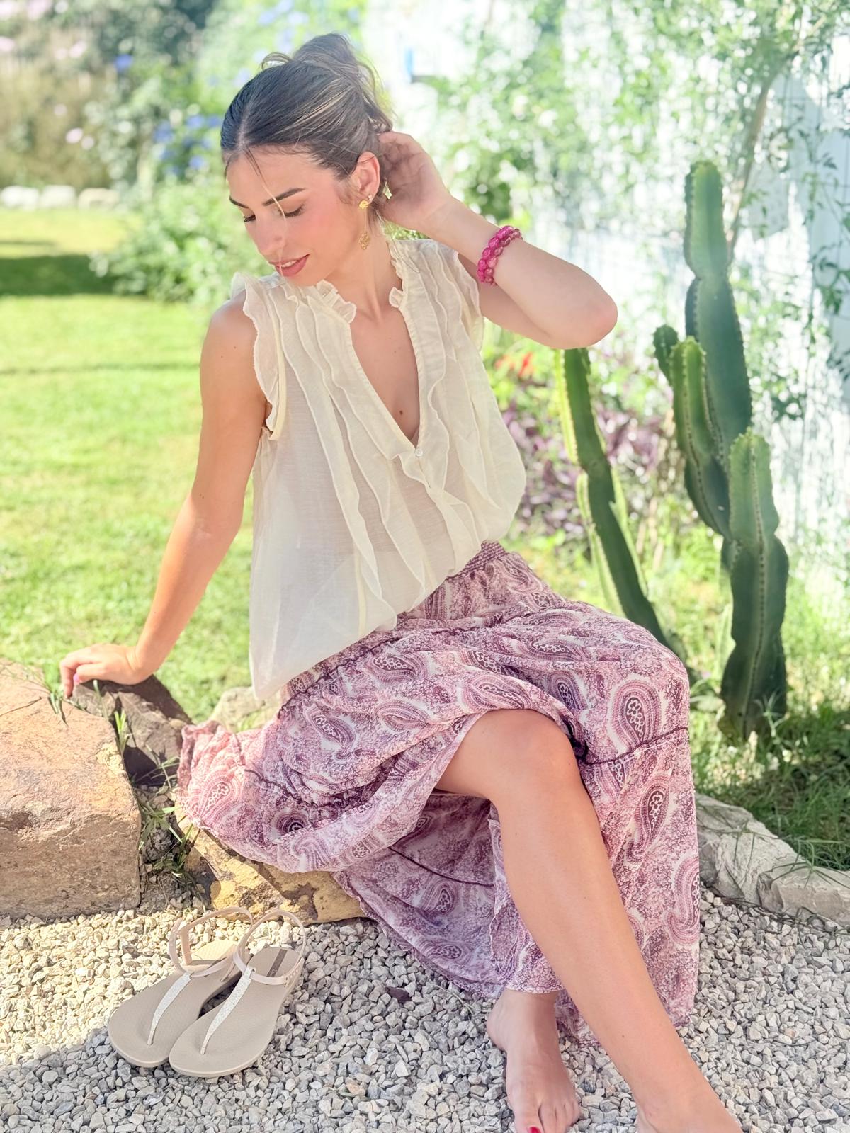FALDA MIDI ESTAMPADA