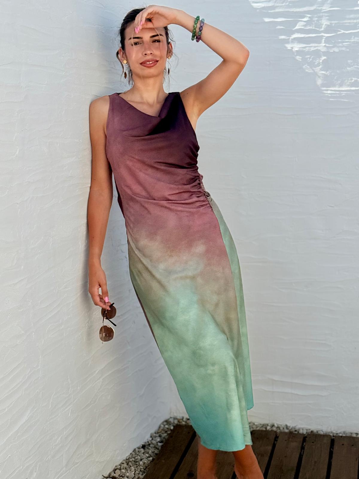 VESTIDO SATEN ESTAMPADO