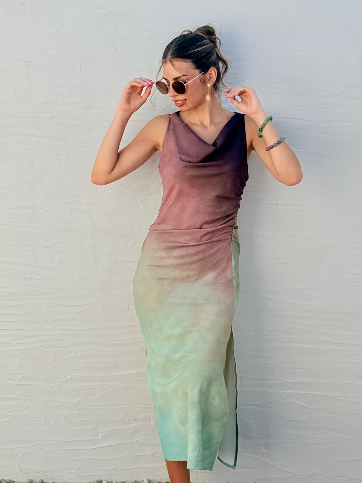 VESTIDO SATEN ESTAMPADO
