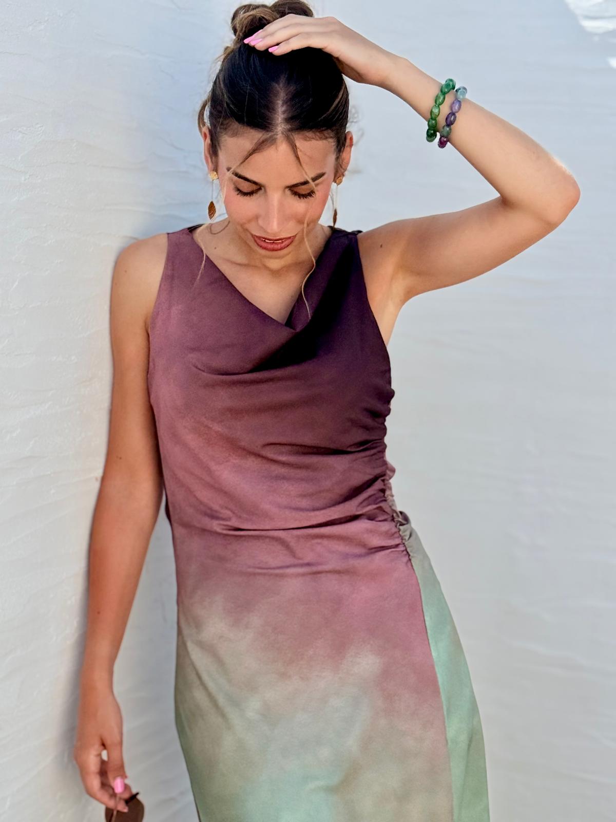 VESTIDO SATEN ESTAMPADO