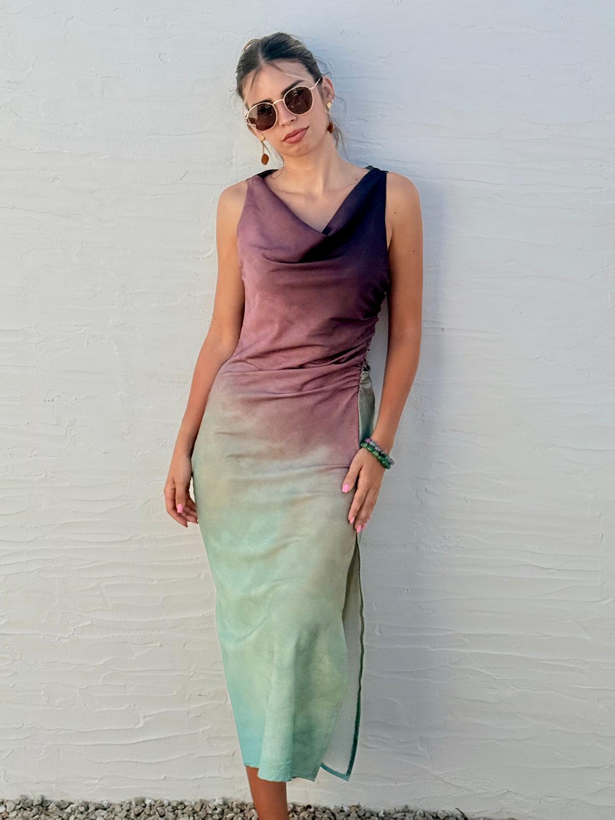 VESTIDO SATEN ESTAMPADO