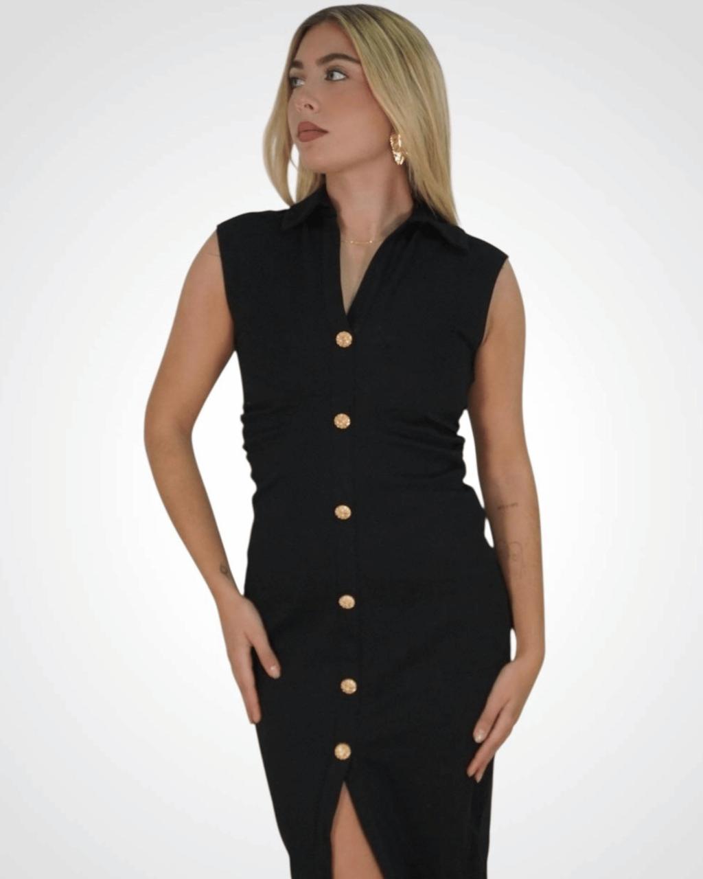 Vestido Botones color taupe