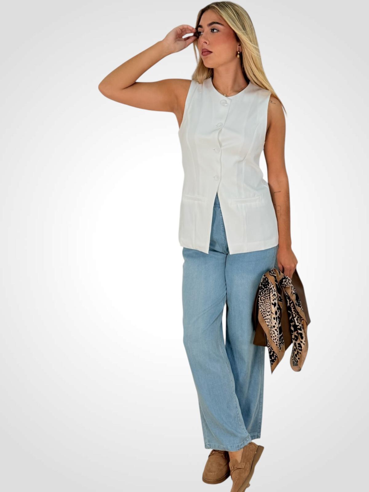 PANTALON ANCHO DENIM CINTURA ELASTICA