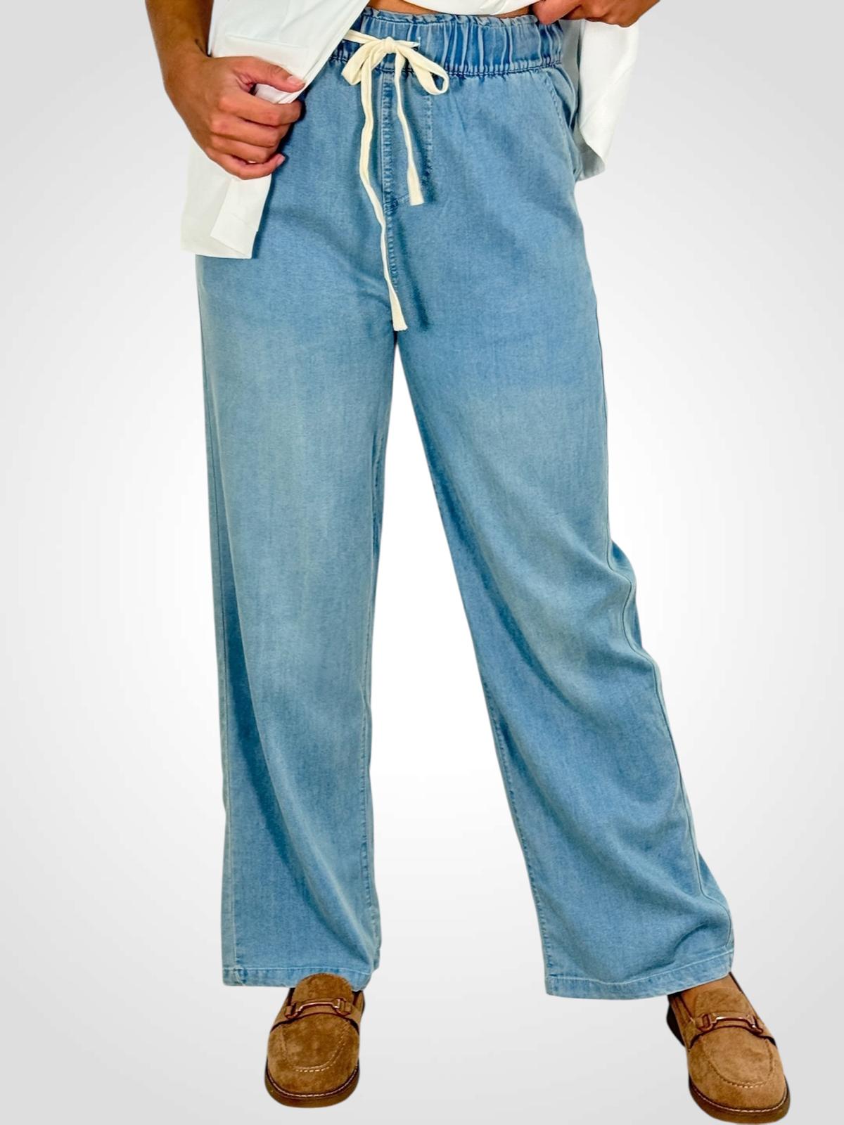 PANTALON ANCHO DENIM CINTURA ELASTICA