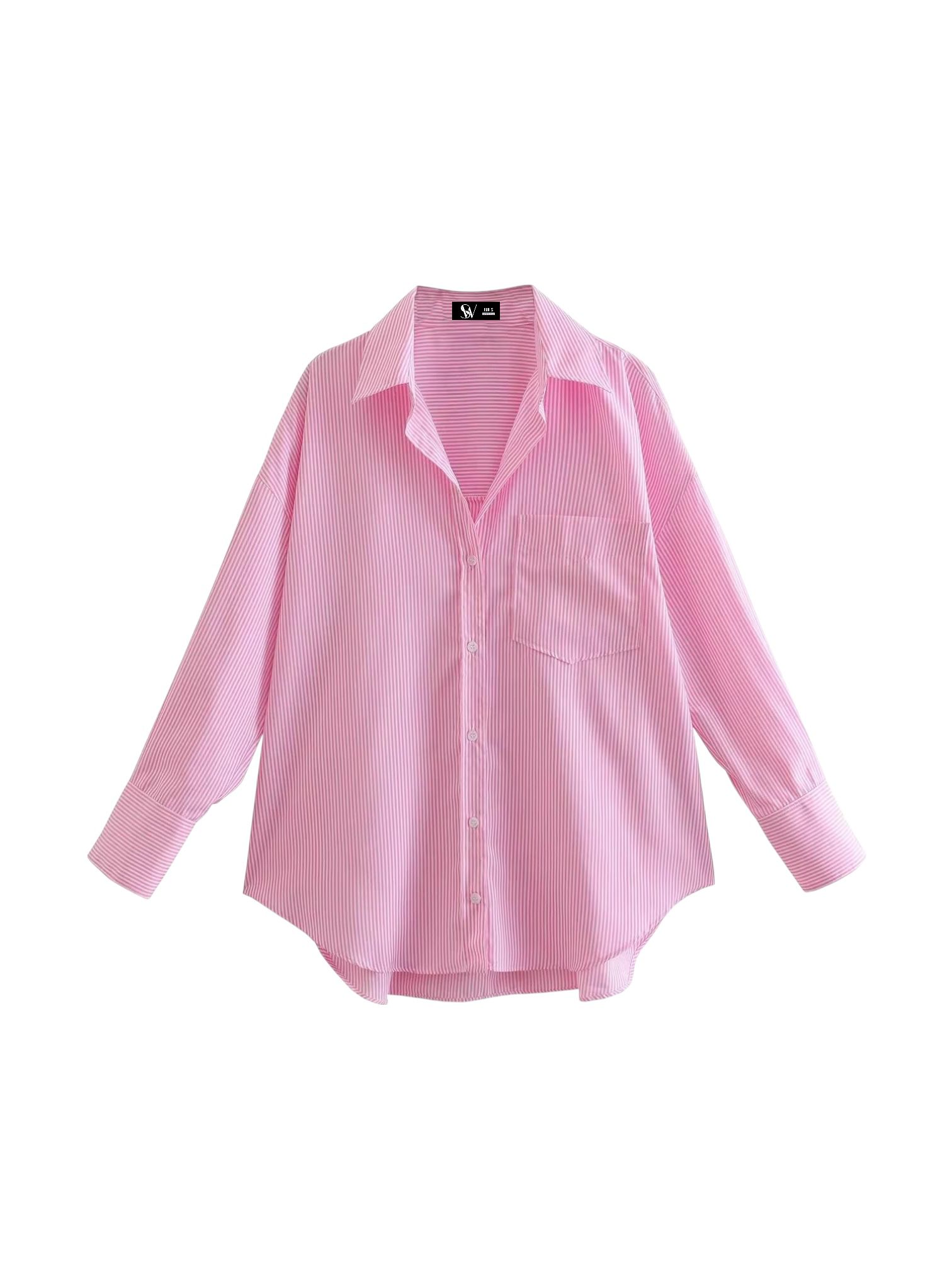 Camisa oversize de rayas color rosa