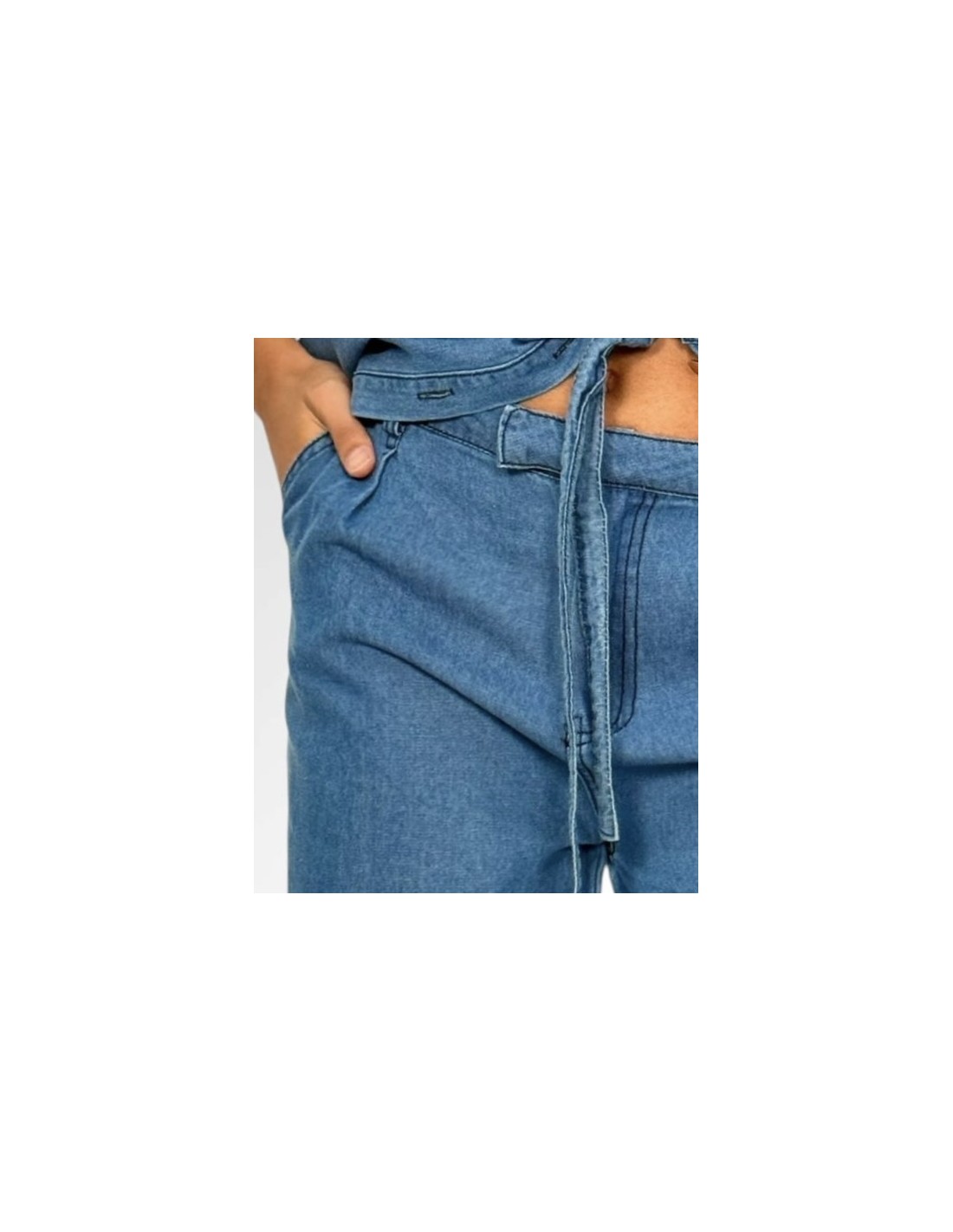 Pantalón denim fluido detalle lateral