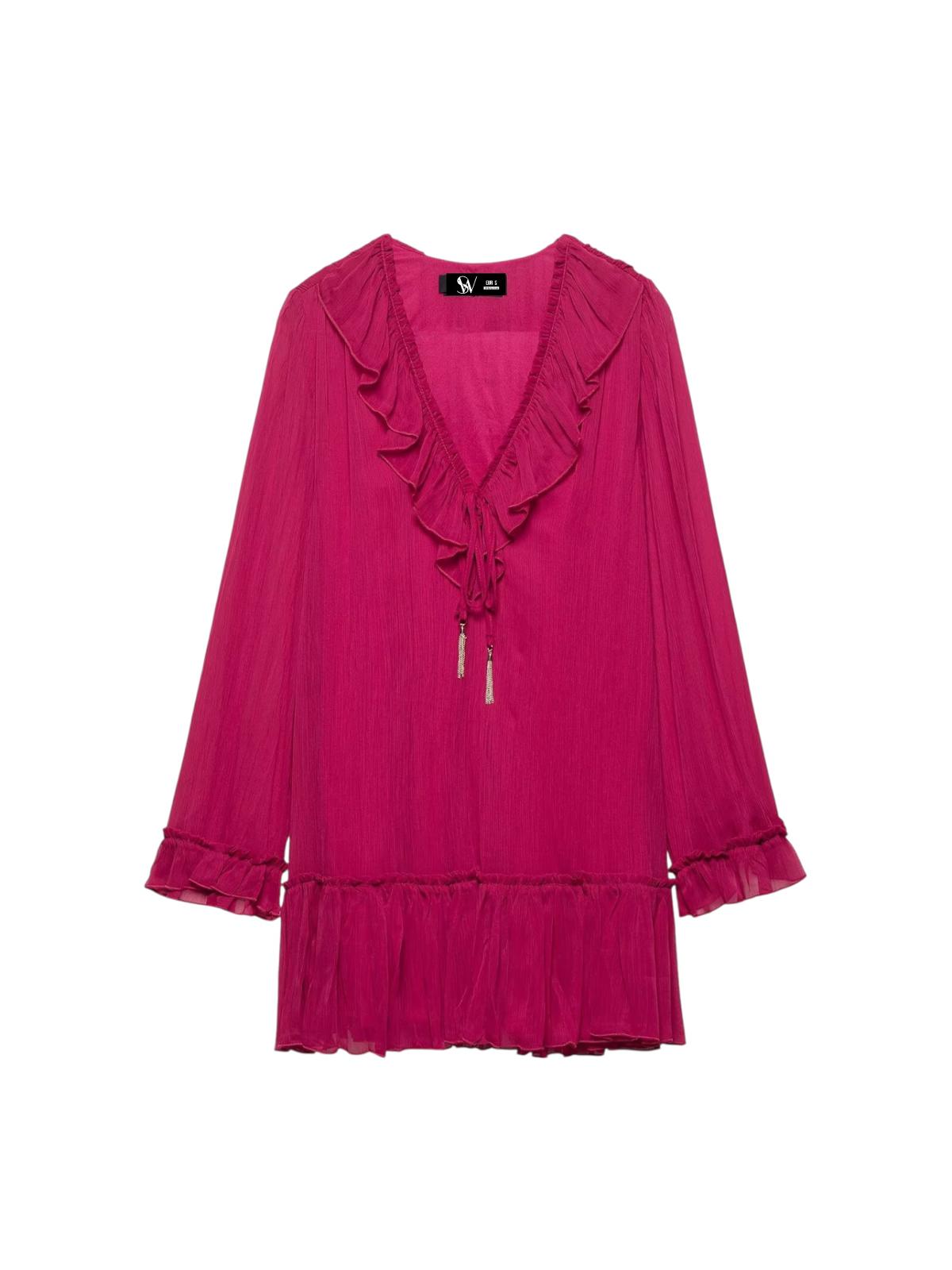 VESTIDO GASA BURUNDY