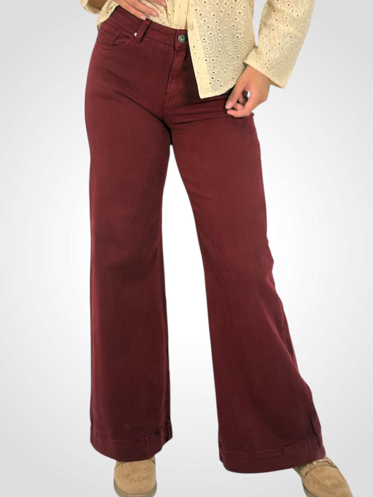 Pantalón Wide Leg Burdeos SIGLERWOMAN vista frontal