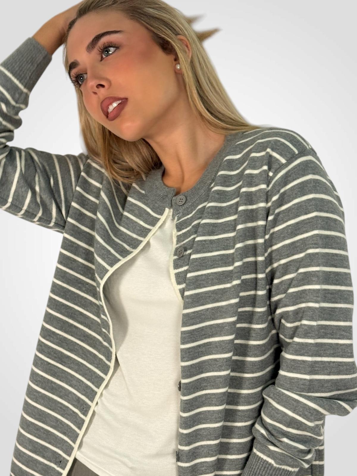 Cardigan Rayas detalle