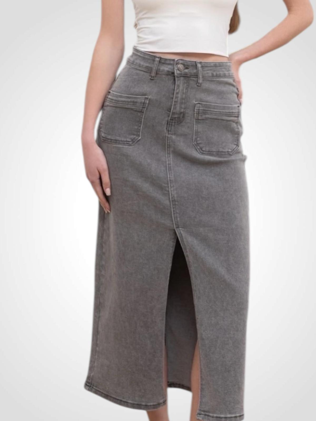 FALDA MIDI DENIM