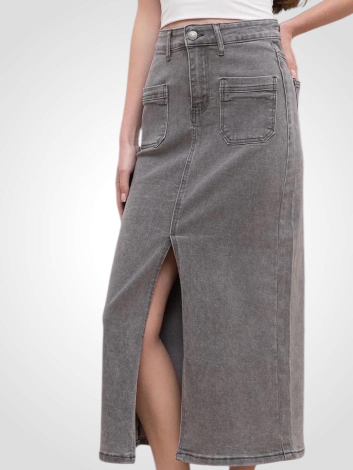 FALDA MIDI DENIM