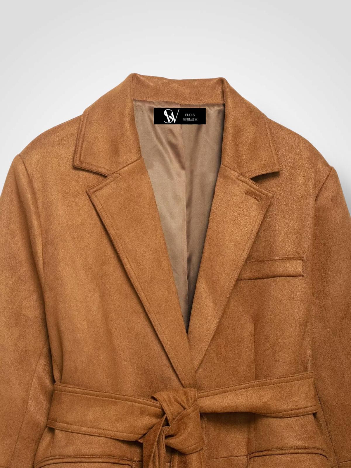 Chaqueta Antelina SIGLERWOMAN vista lateral detalle antelina