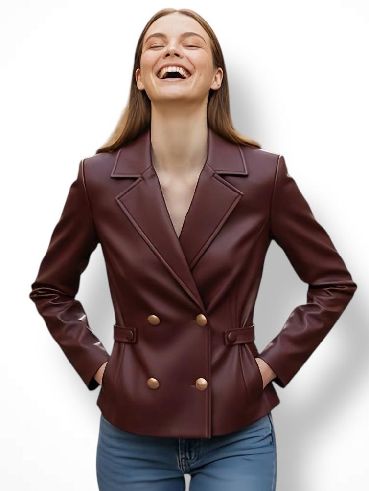 CHAQUETA CUERO BURDEOS  CHAQUETA CUERO BURDEOS