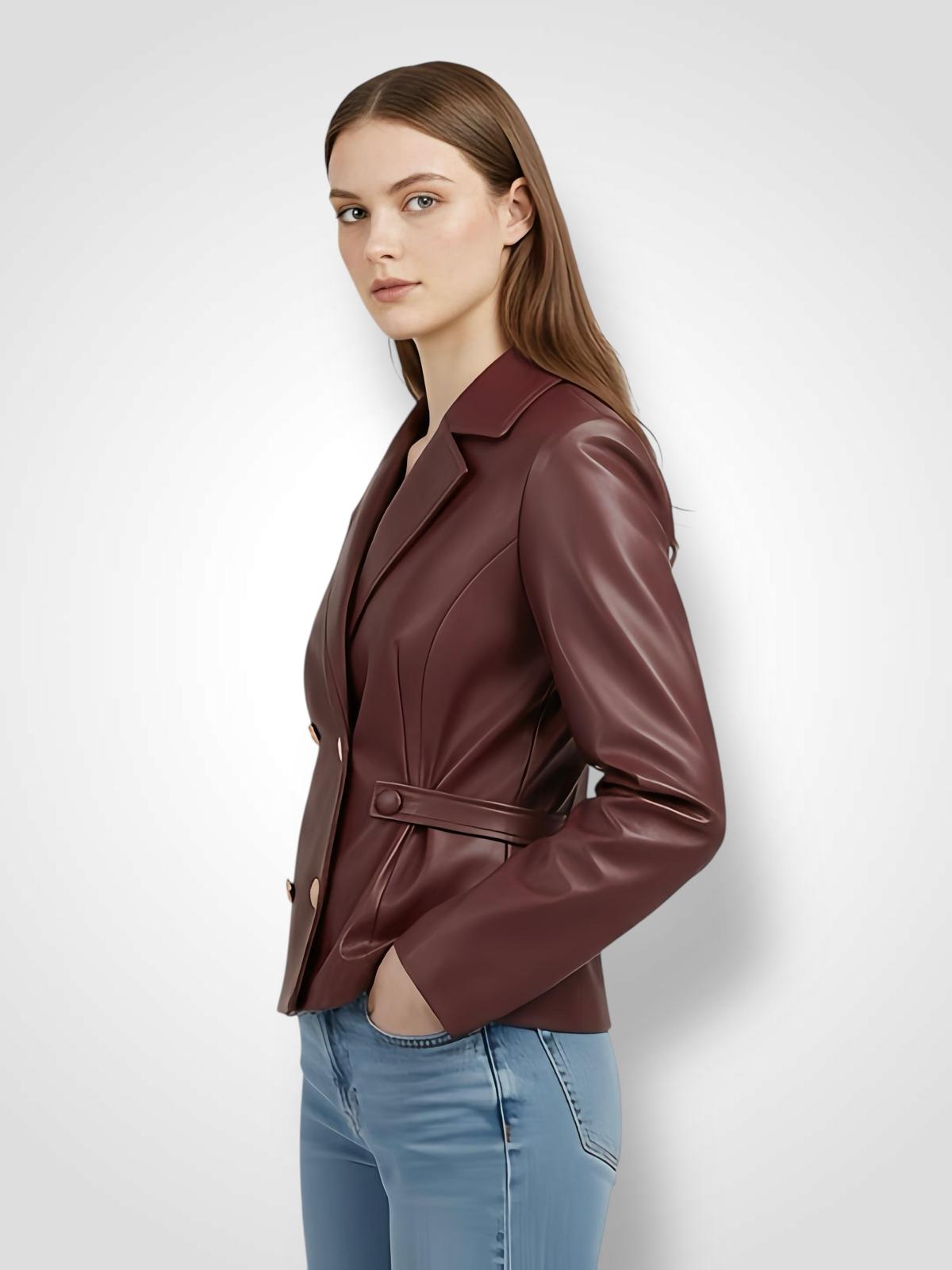 CHAQUETA CUERO BURDEOS