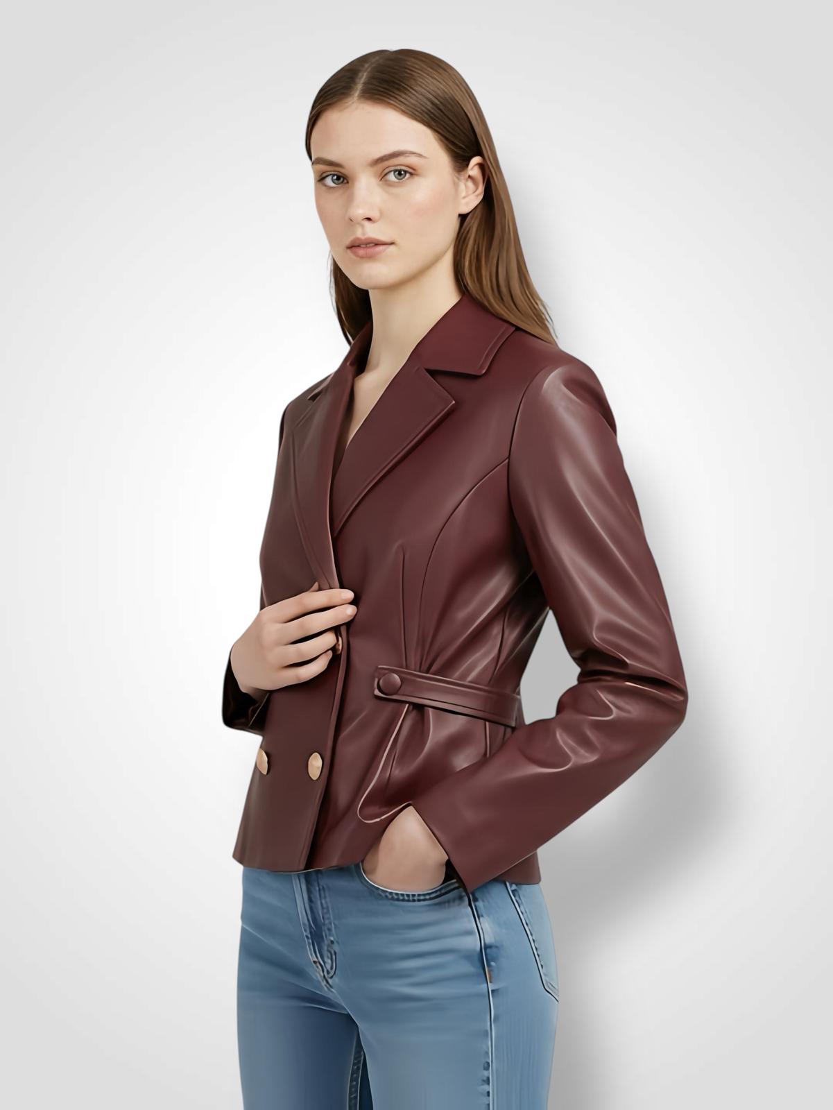 CHAQUETA CUERO BURDEOS