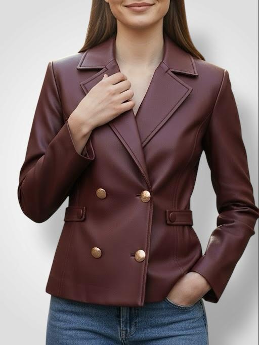 CHAQUETA CUERO BURDEOS