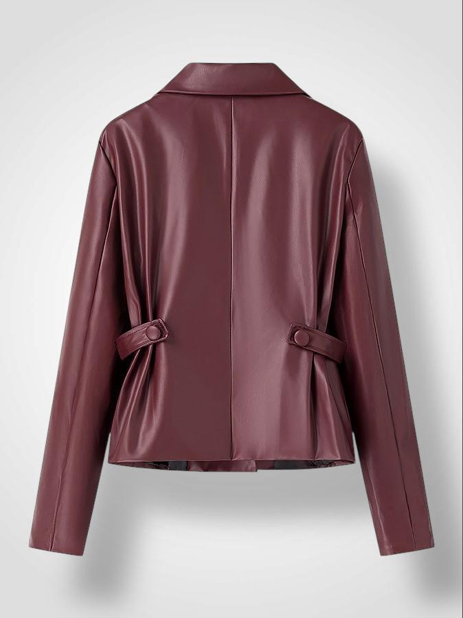 CHAQUETA CUERO BURDEOS  CHAQUETA CUERO BURDEOS