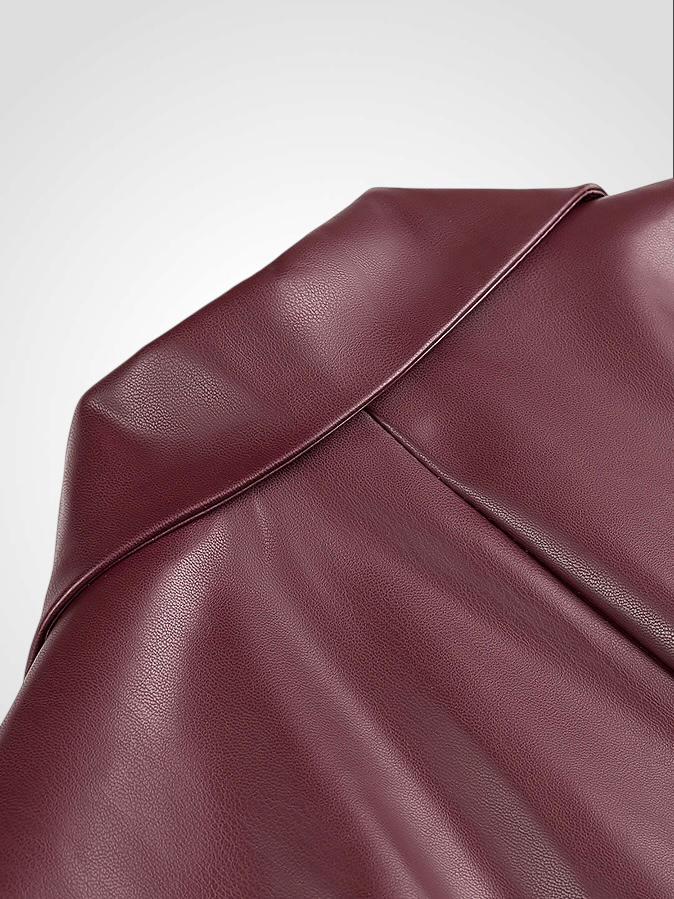 CHAQUETA CUERO BURDEOS  CHAQUETA CUERO BURDEOS