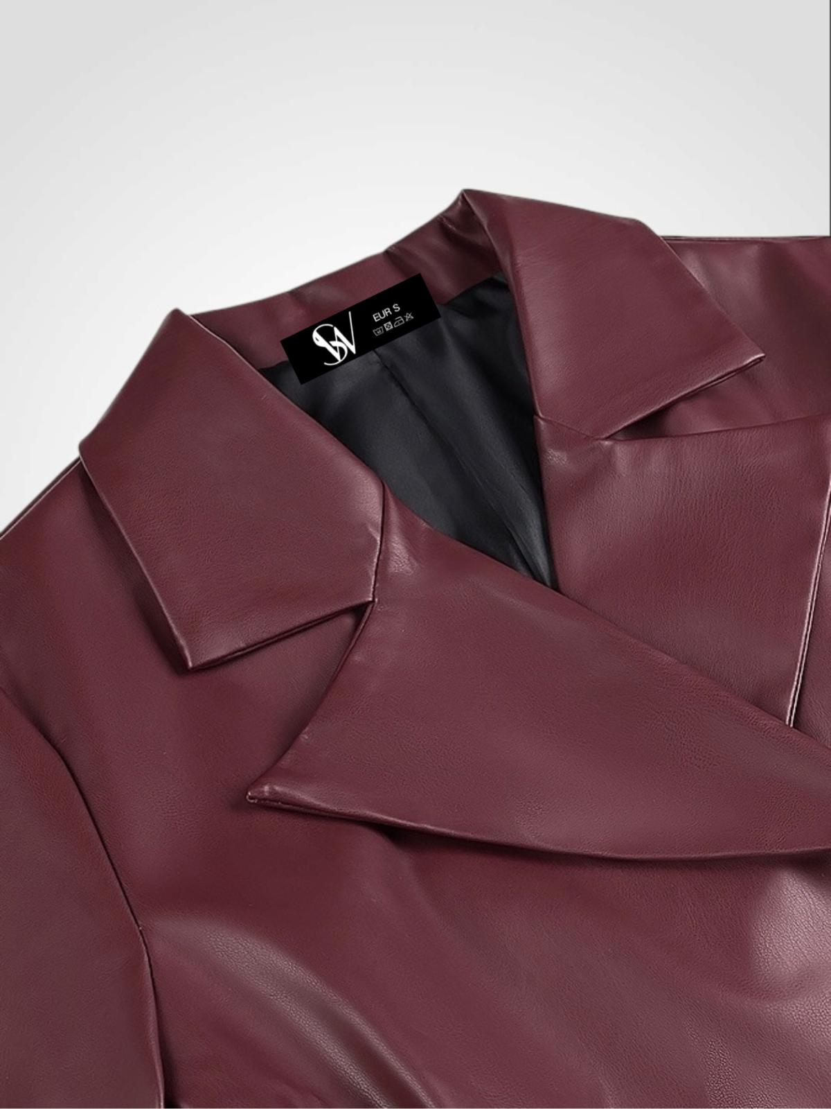 CHAQUETA CUERO BURDEOS  CHAQUETA CUERO BURDEOS