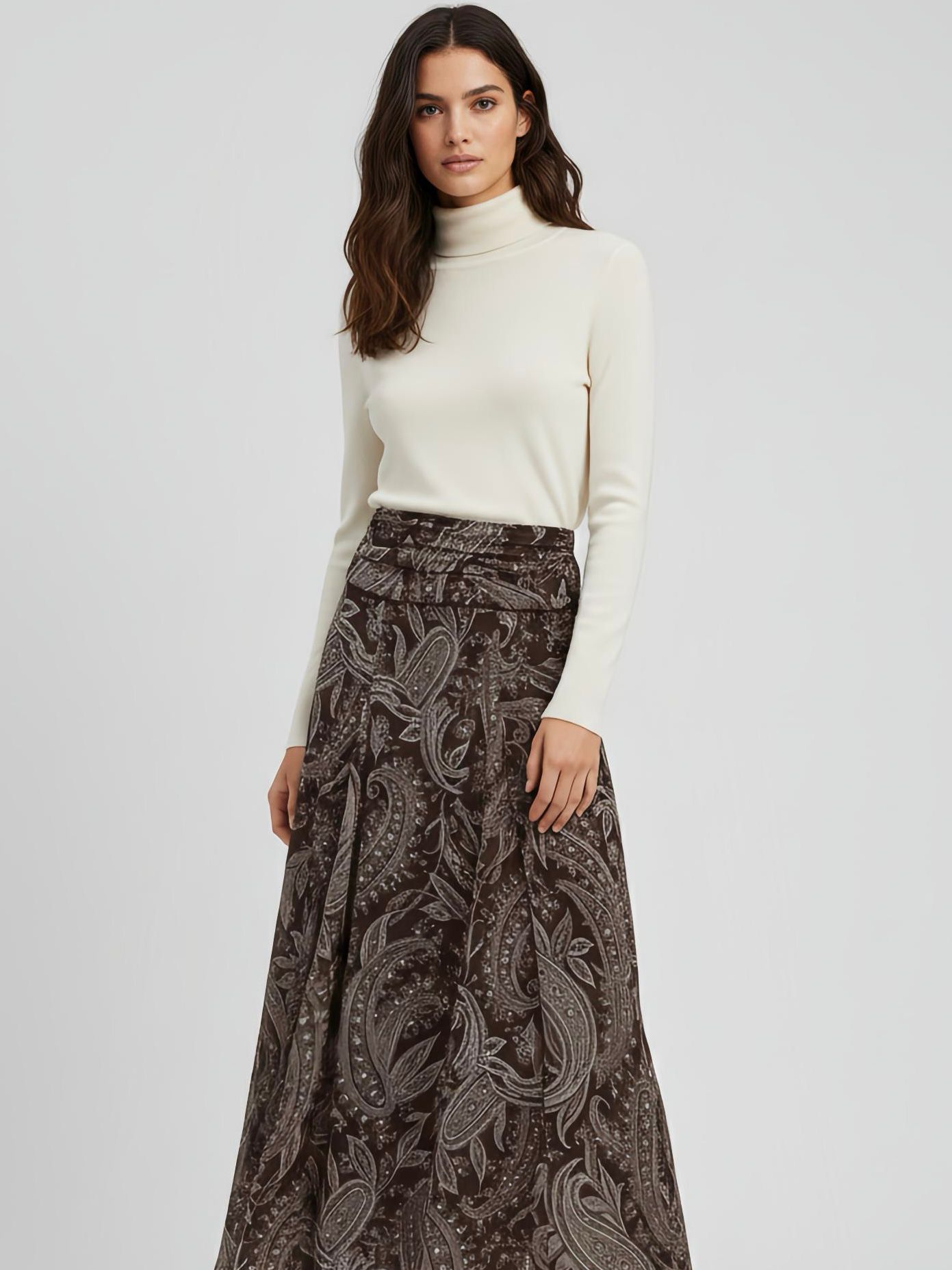 FALDA MIDI ESTAMPADA