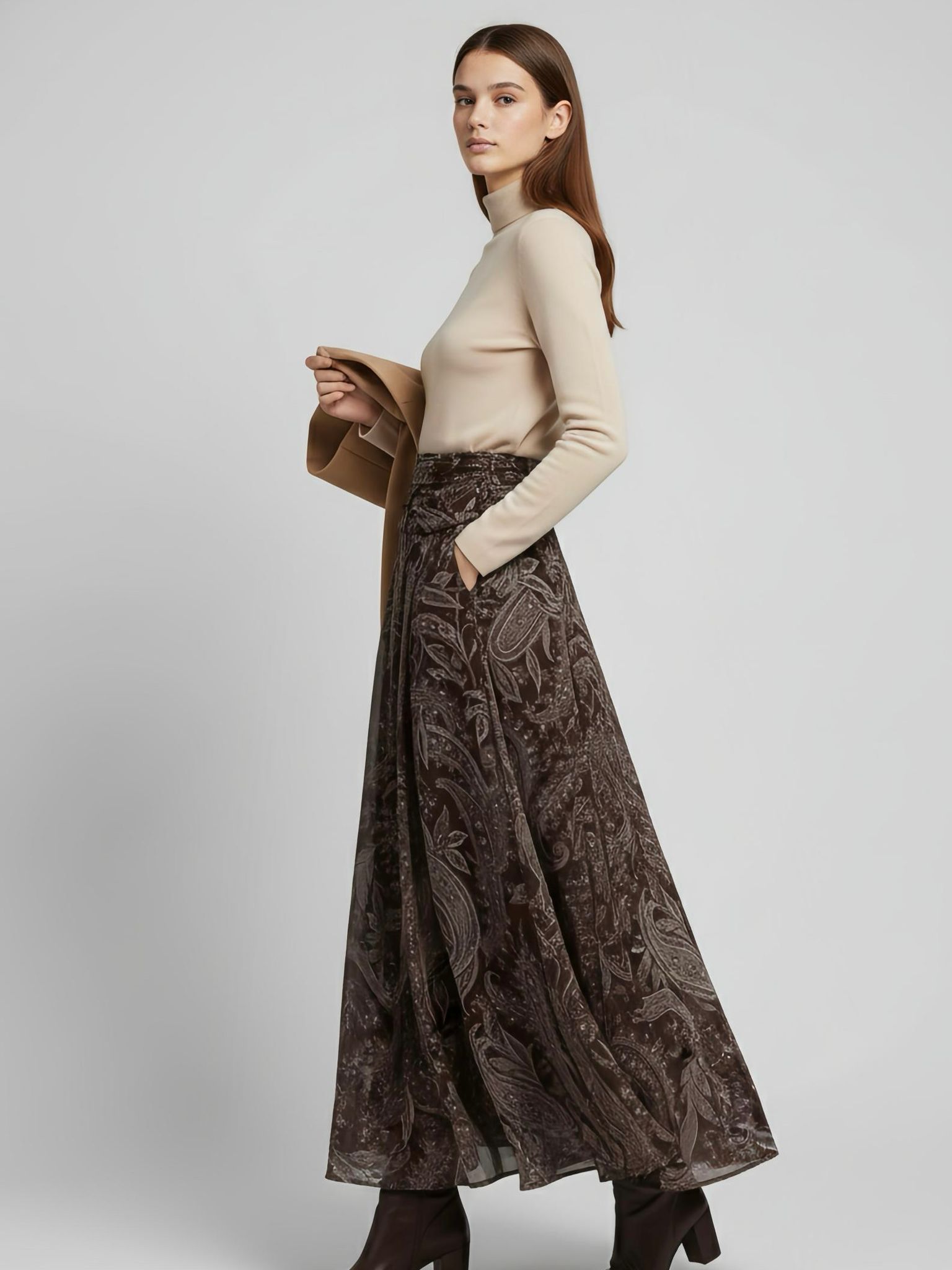 FALDA MIDI ESTAMPADA