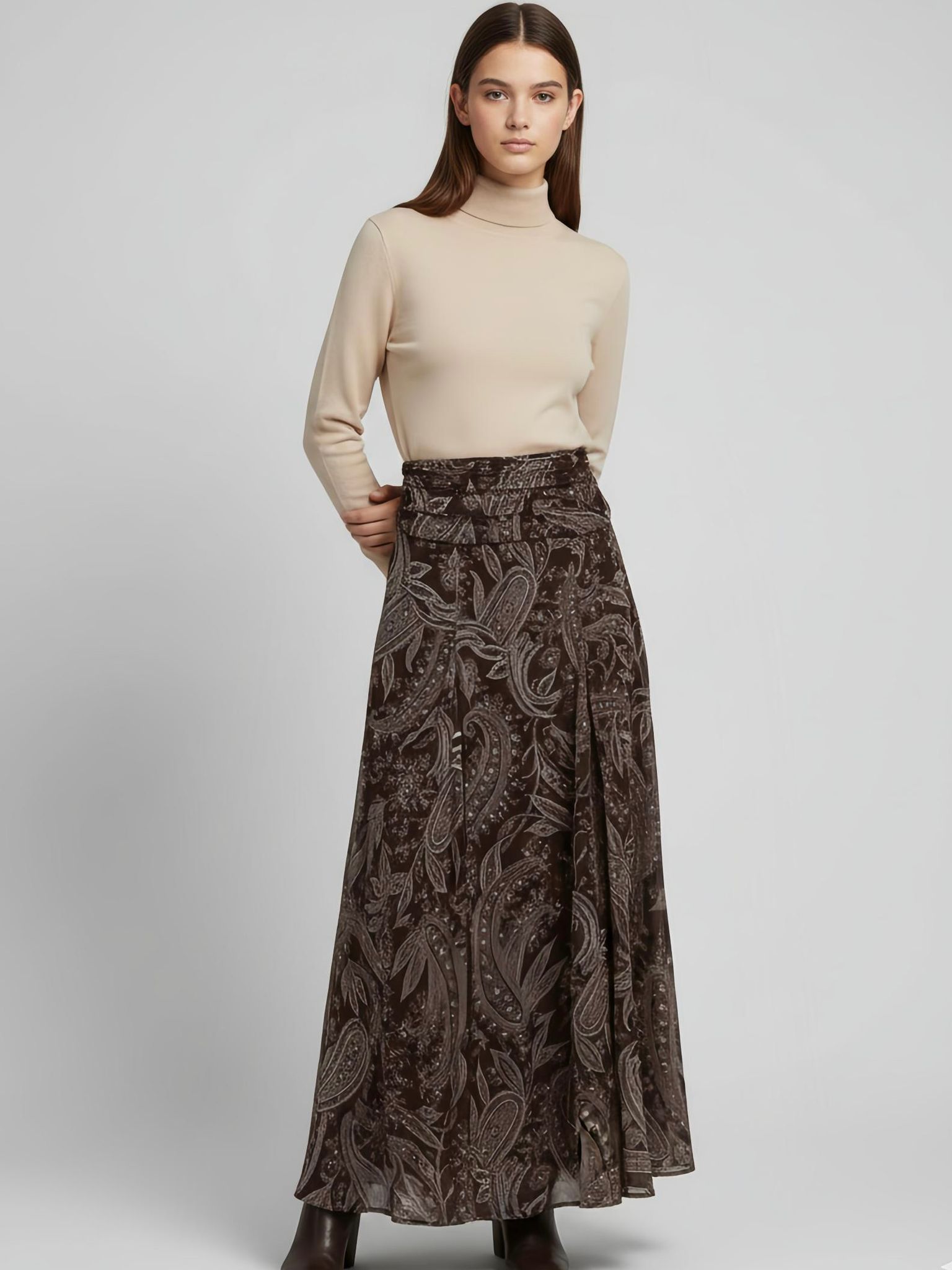 FALDA MIDI ESTAMPADA