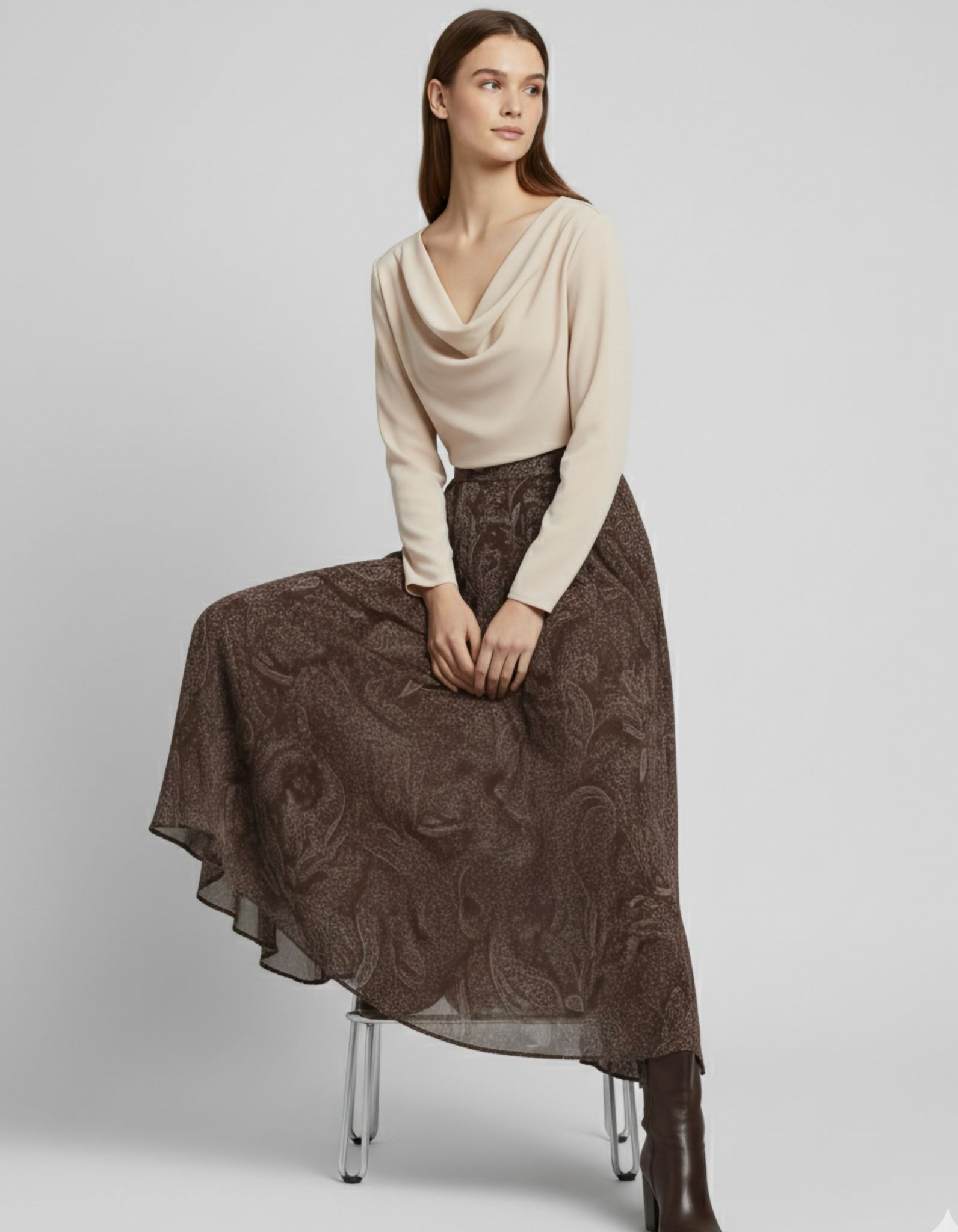 FALDA MIDI ESTAMPADA