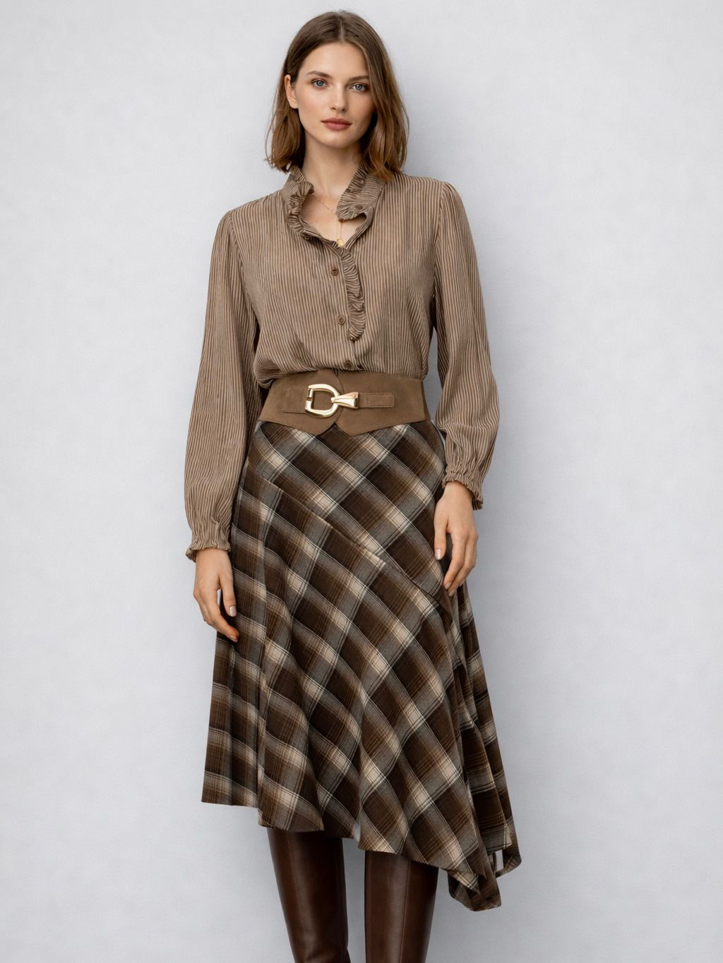 FALDA ASIMETRICA CUADROS