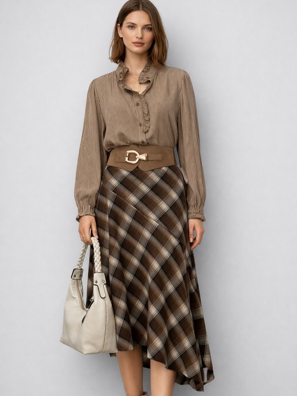 FALDA ASIMETRICA CUADROS