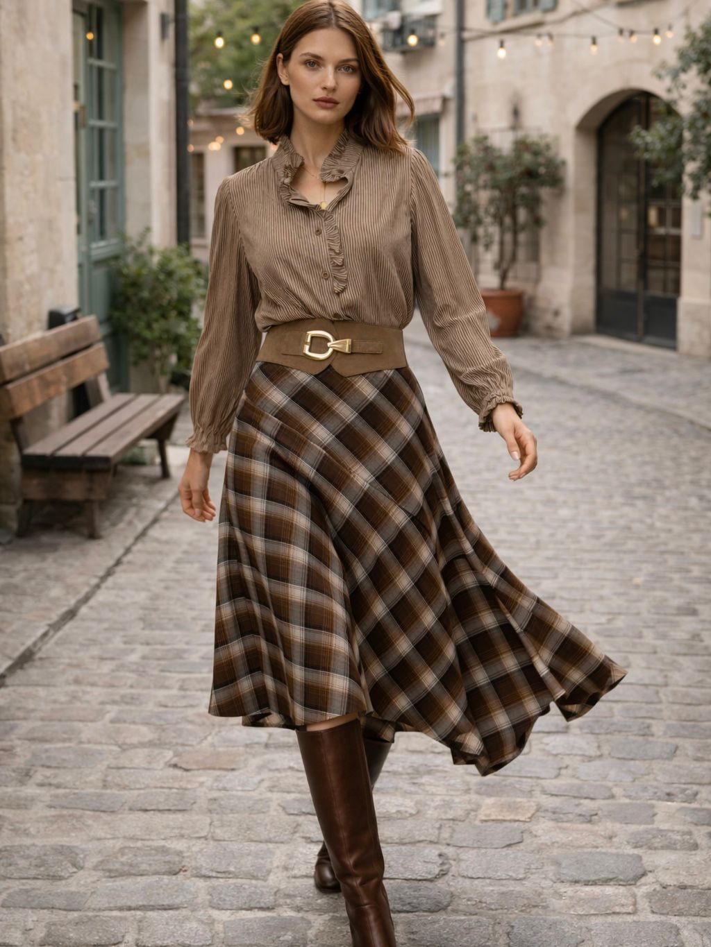 FALDA ASIMETRICA CUADROS