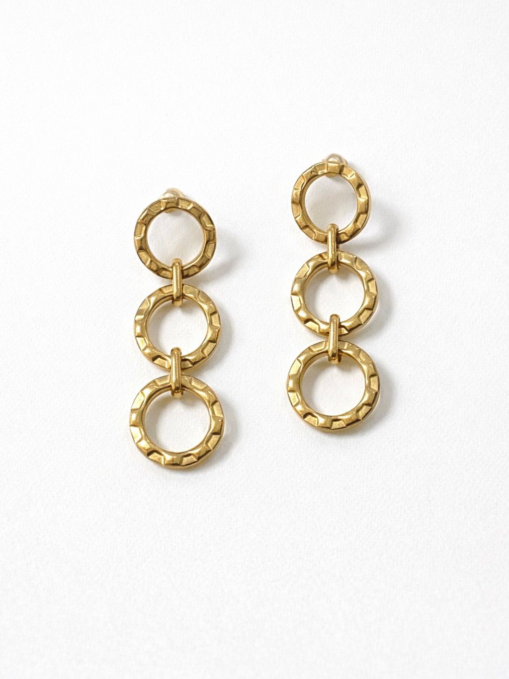 PENDIENTES ACERO CIRCULO TRIPLE