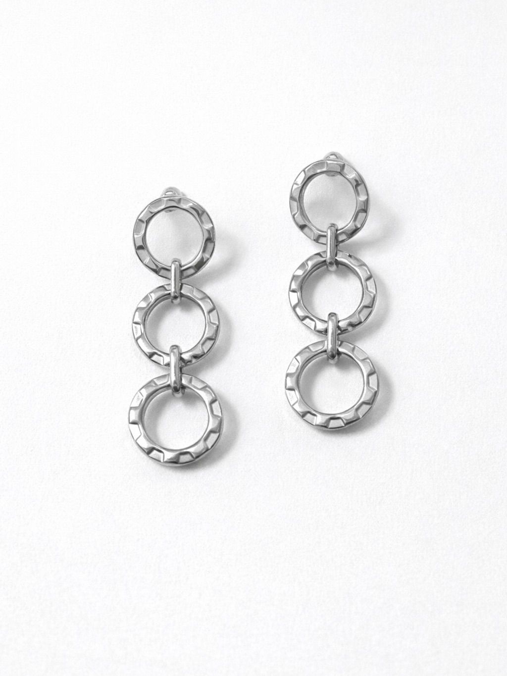 PENDIENTES ACERO CIRCULO TRIPLE