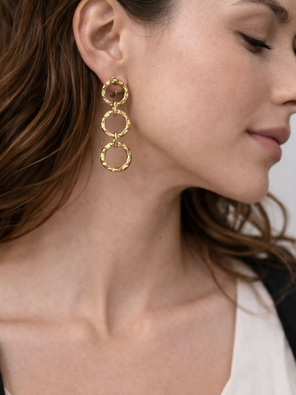 PENDIENTES ACERO CIRCULO TRIPLE