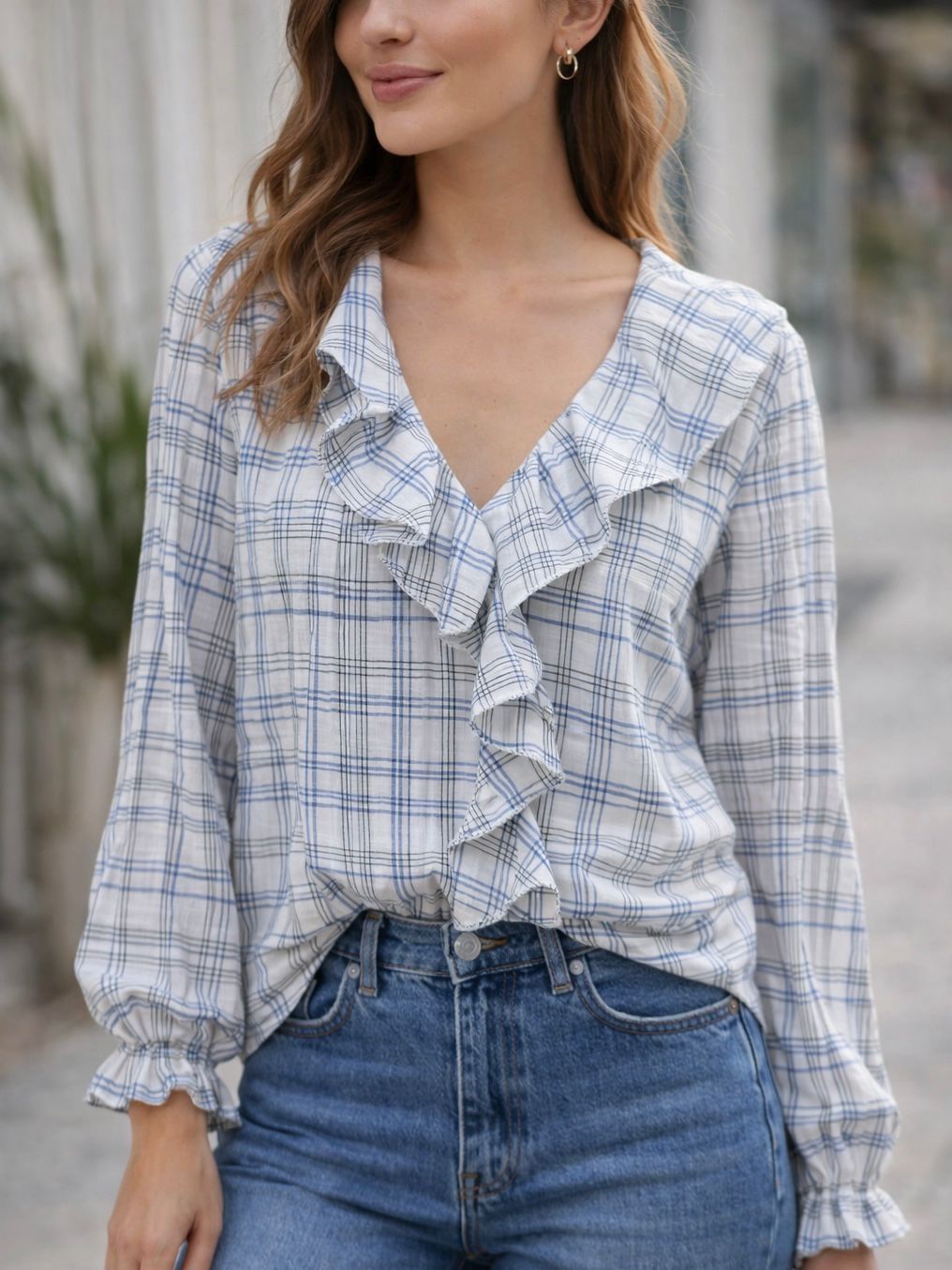 CAMISA CUADROS VOLANTE