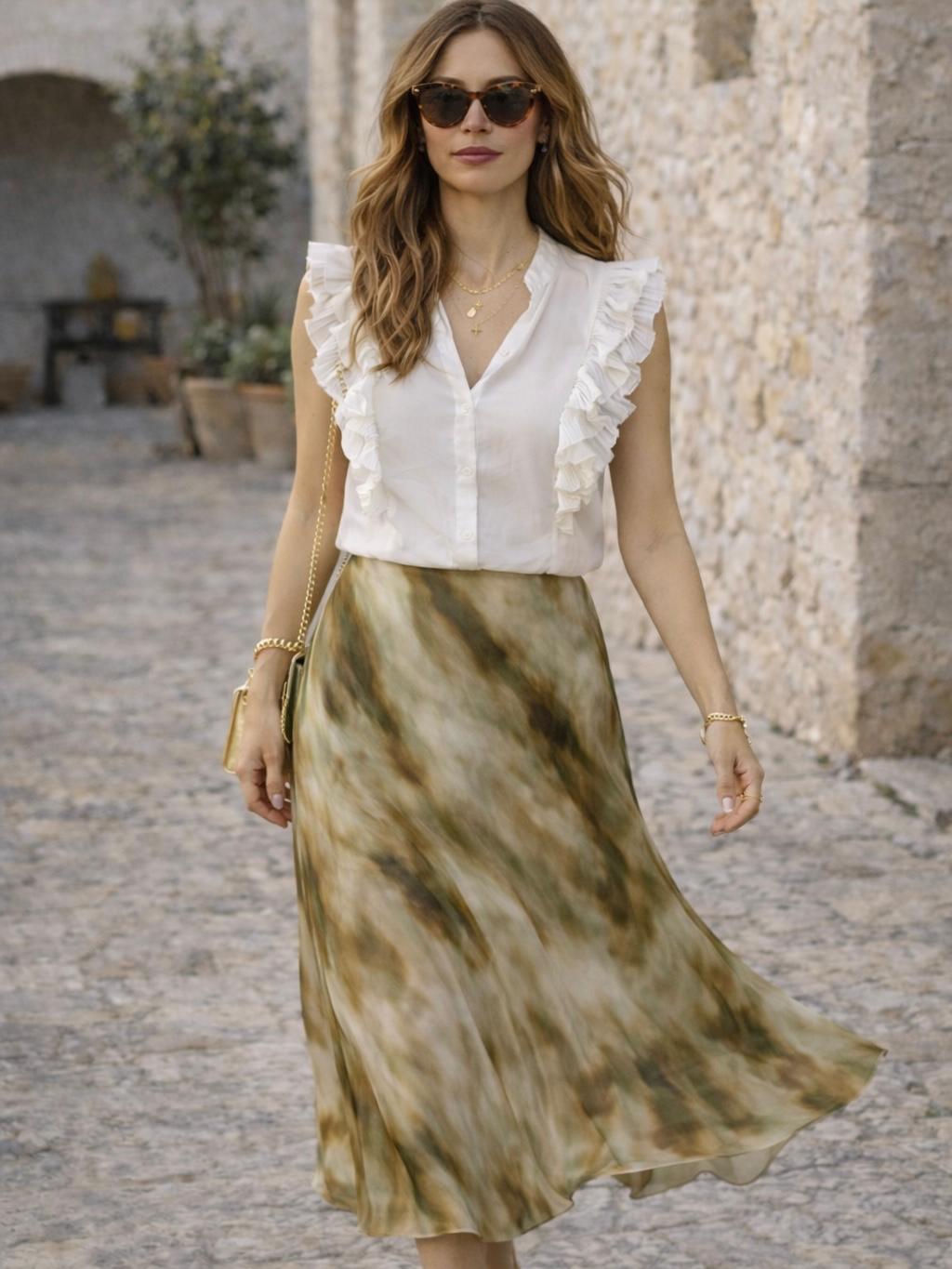 FALDA MIDI ESTAMPADA