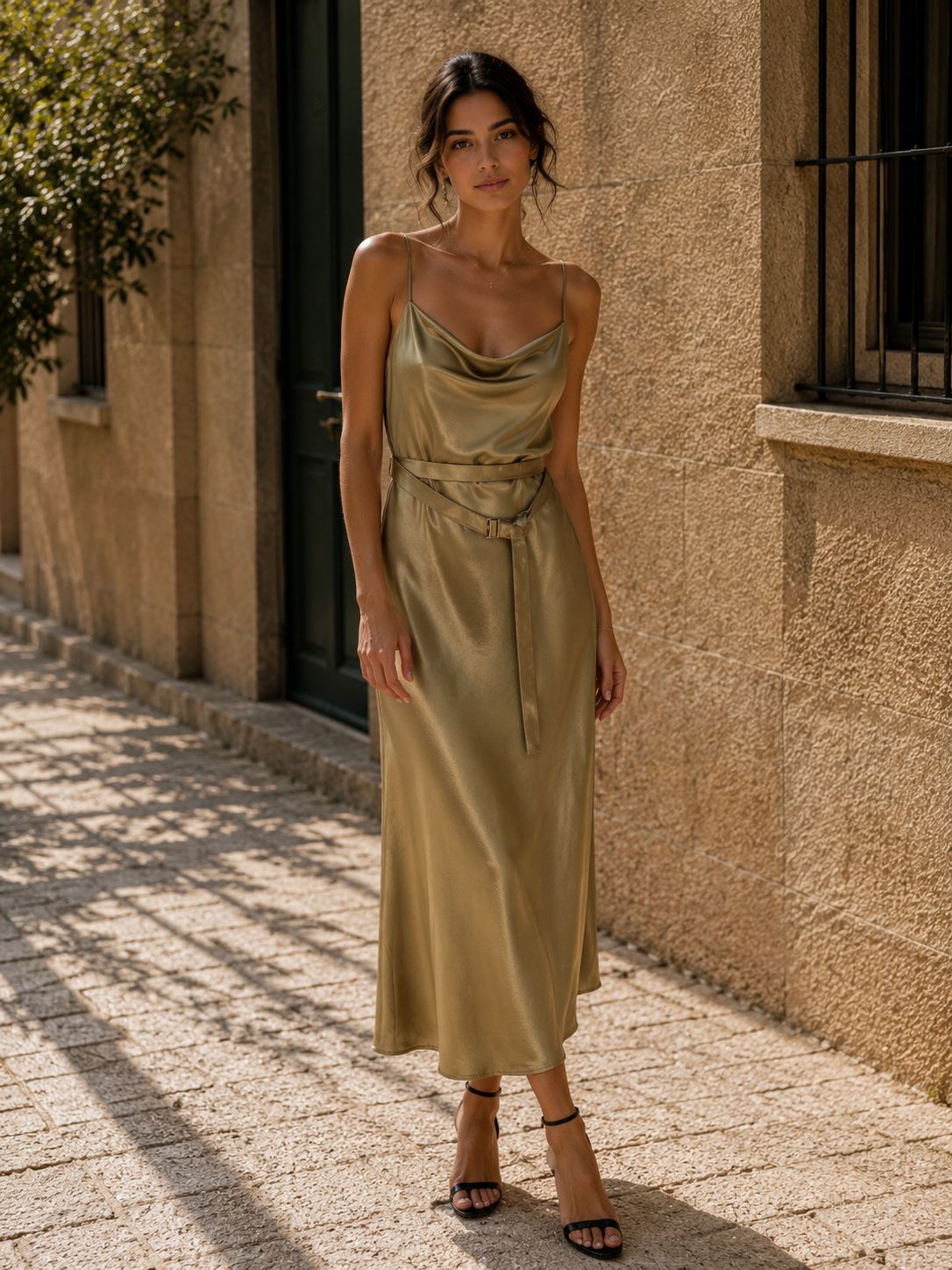 VESTIDO DRAPEADO SATEN