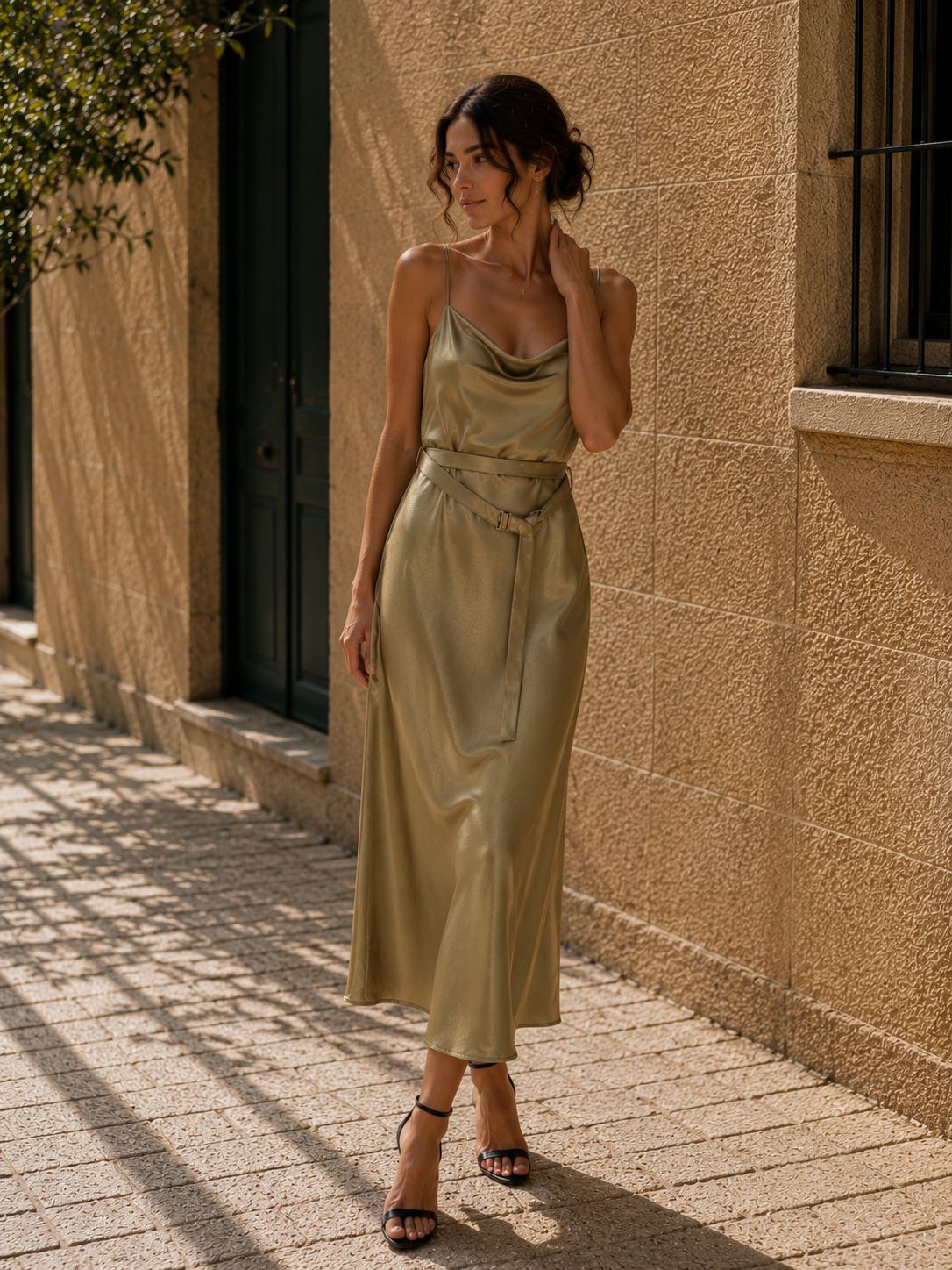 VESTIDO DRAPEADO SATEN