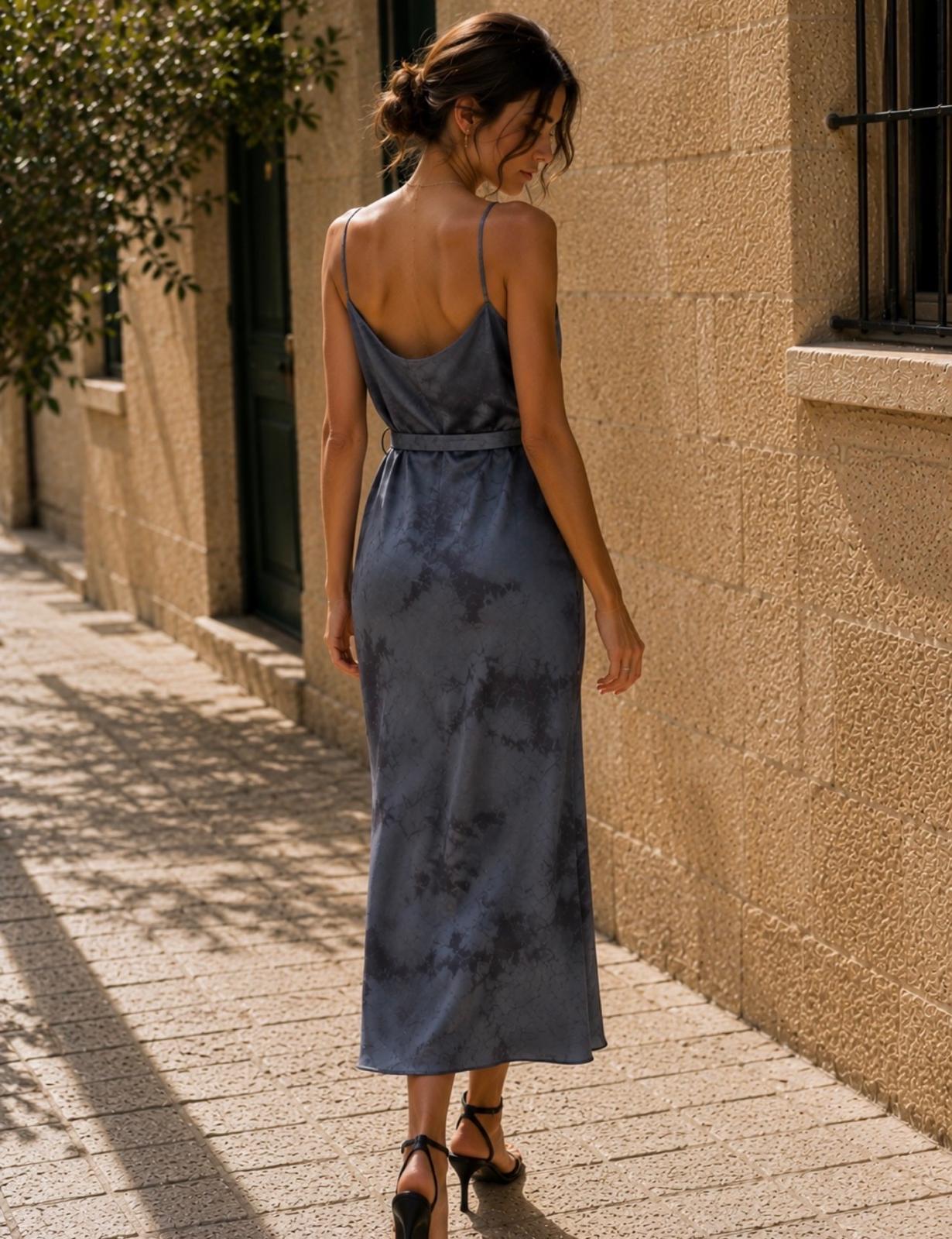 VESTIDO DRAPEADO GRIS 2