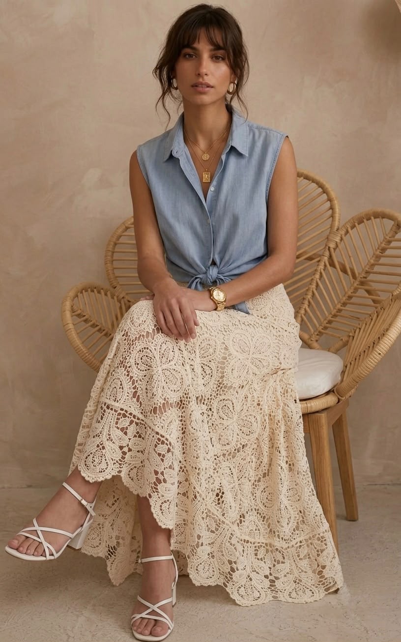 FALDA MIDI CROCHET