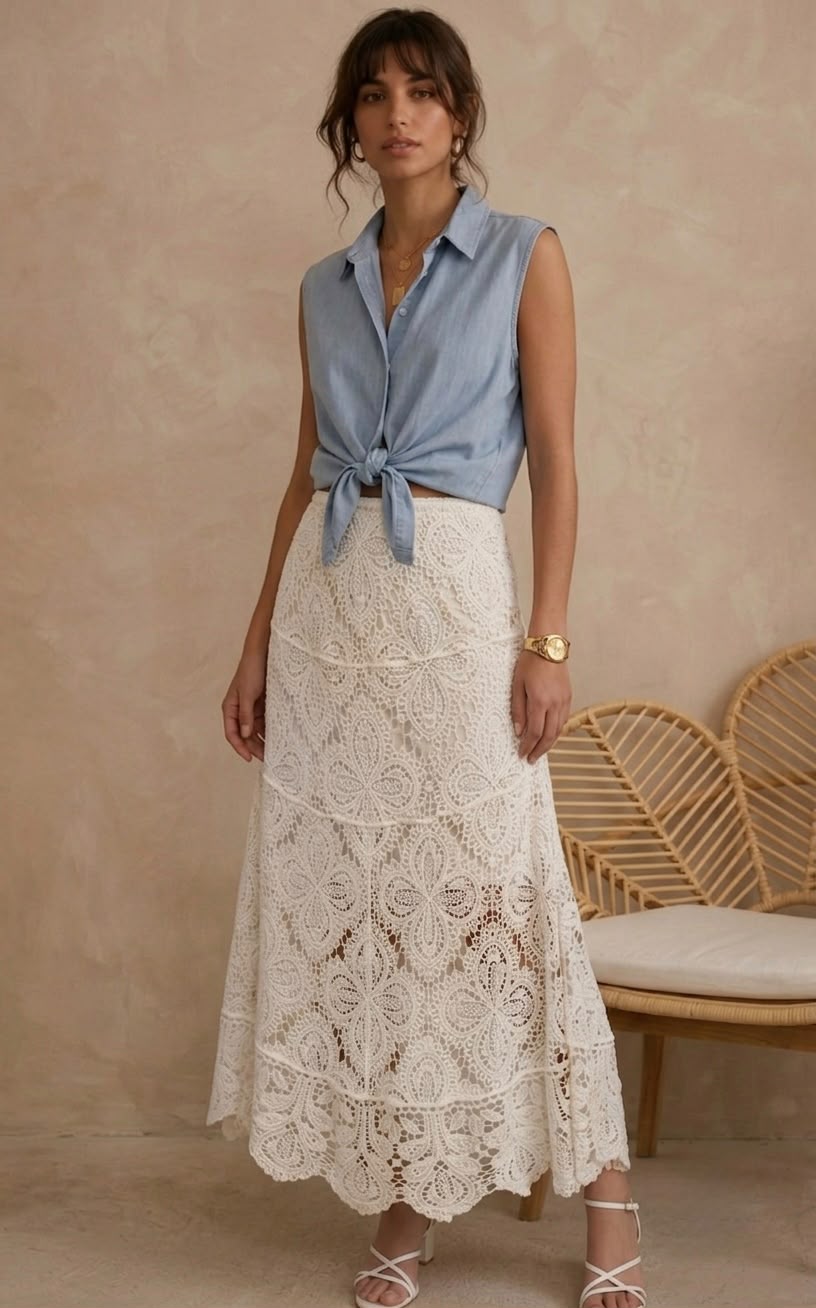 FALDA MIDI CROCHET