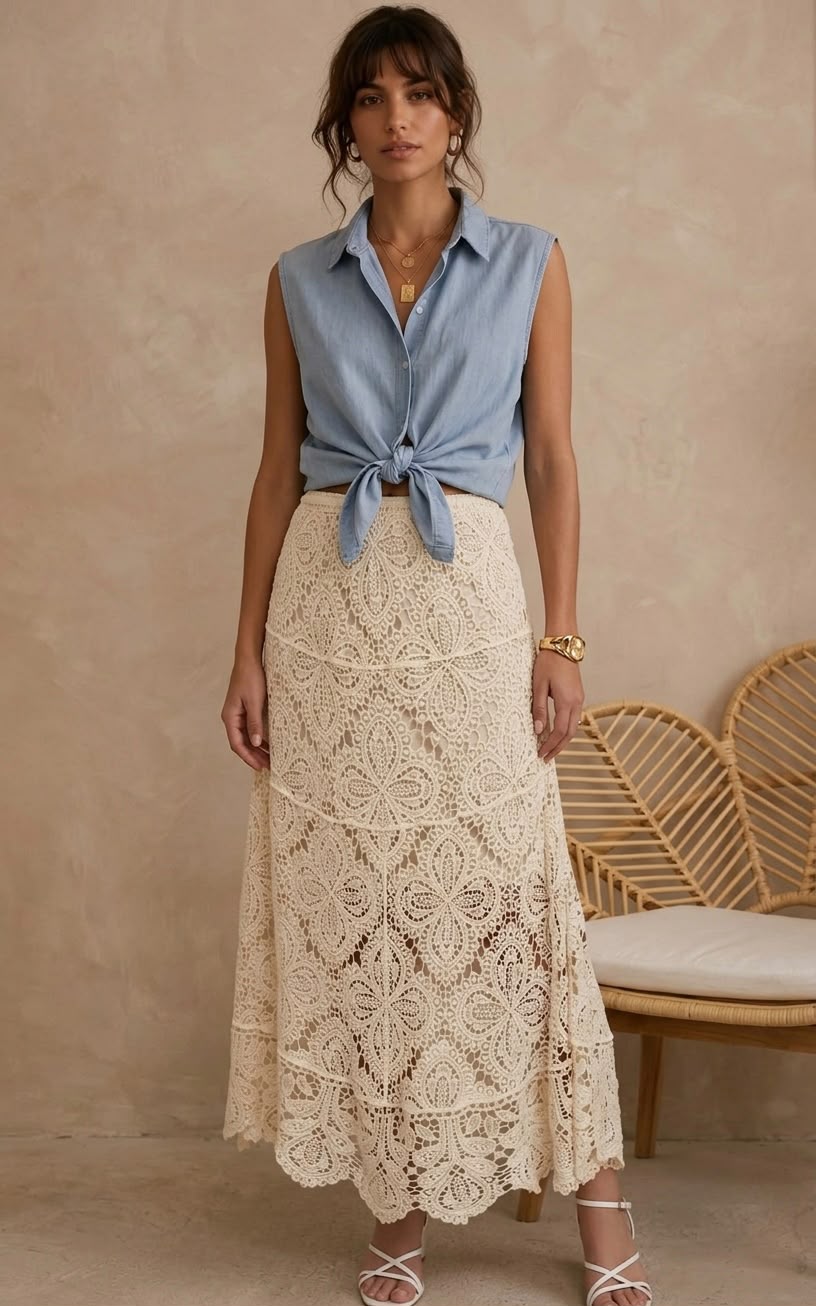 FALDA MIDI CROCHET