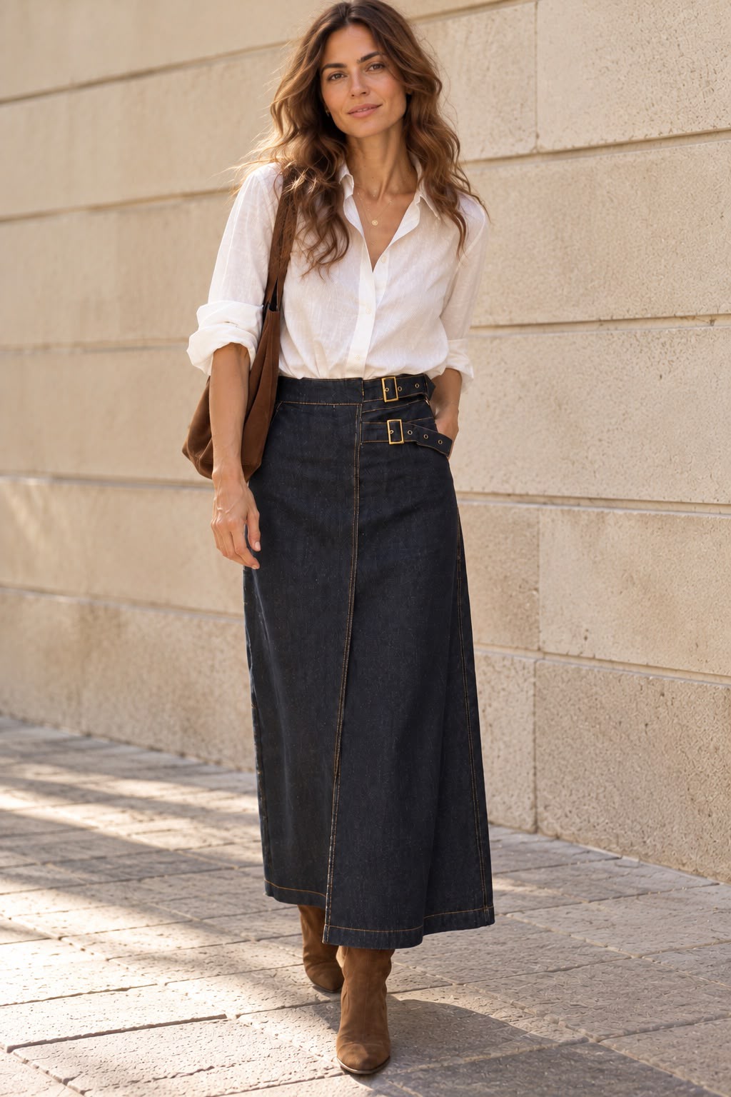 FALDA DENIM MIDI 